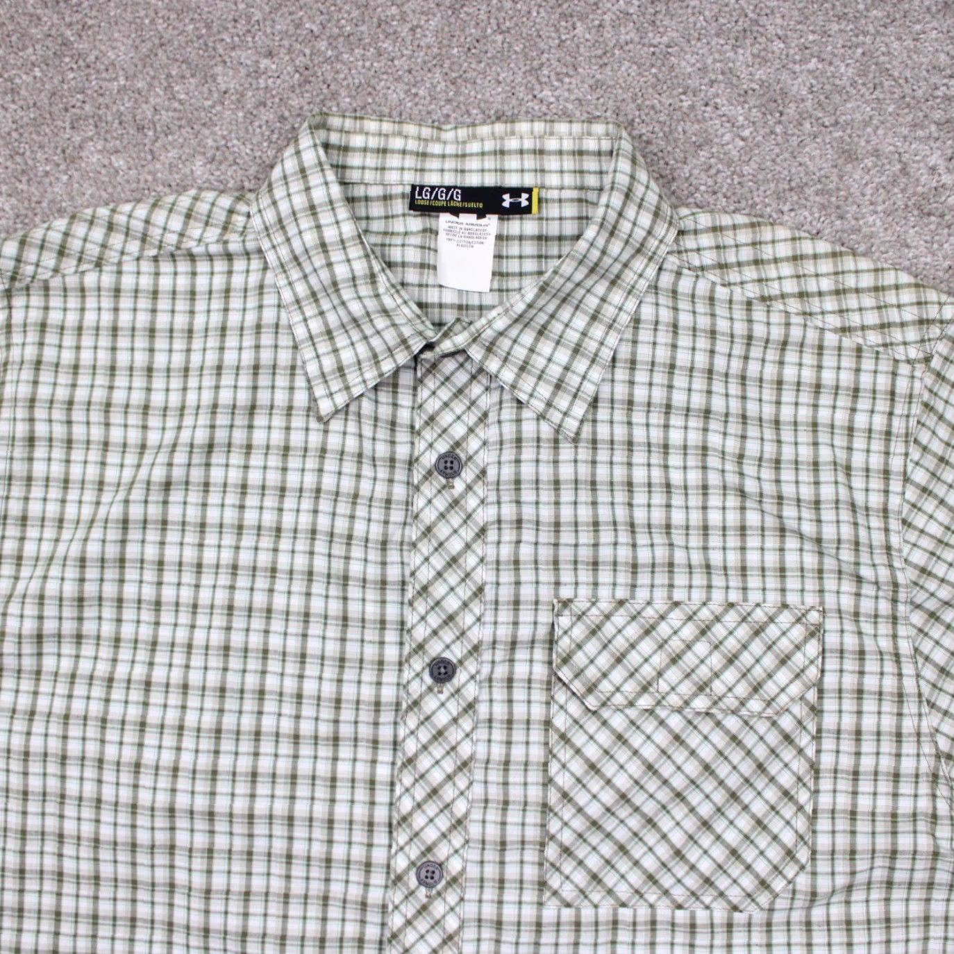 Under Armour Under Armour Shirt Mens Large Green/White Plaid UA Long Sleeve Button-Up Cotton Flannel Casual Workwear Size US L / EU 52-54 / 3 - 5 Thumbnail