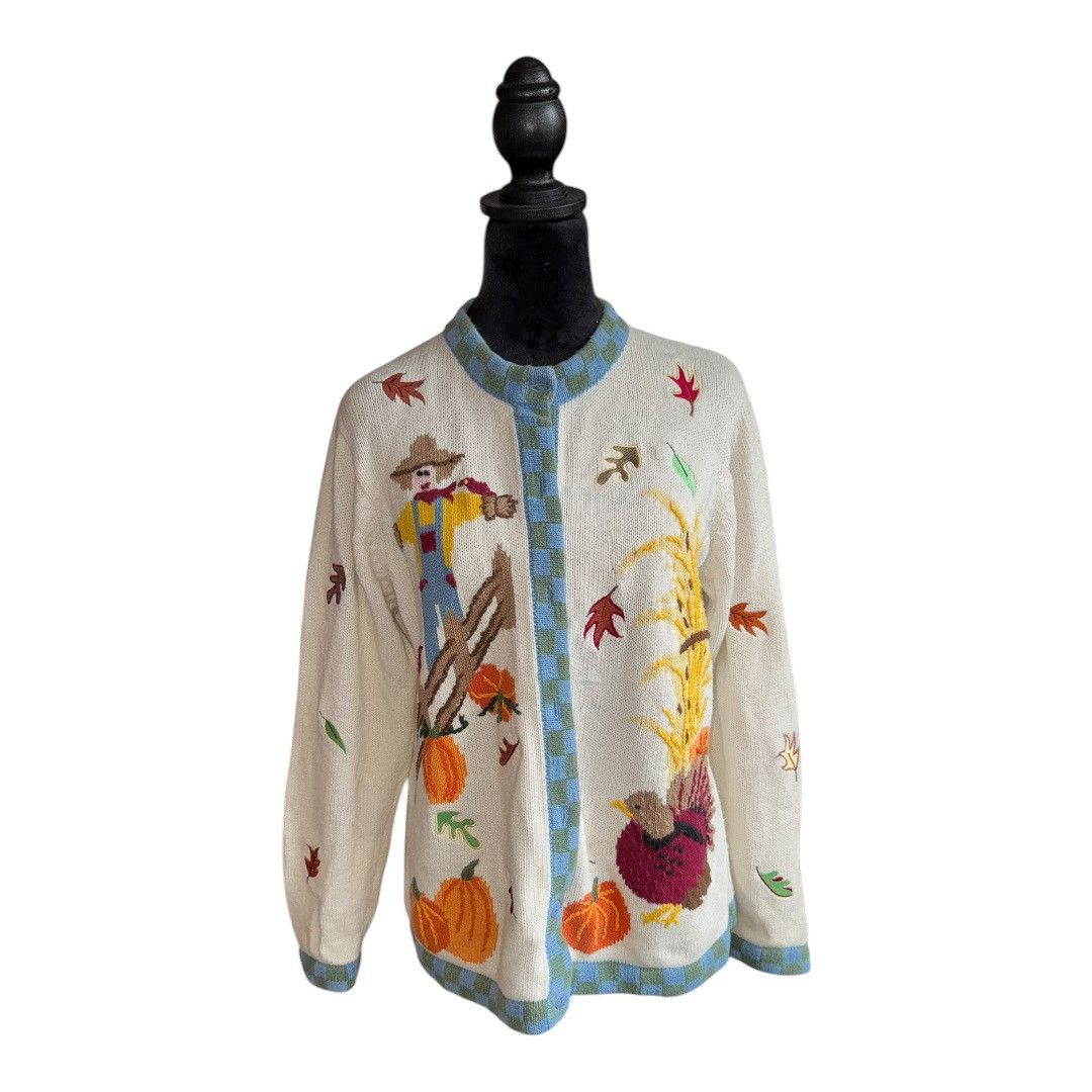 Vintage VTG Quacker Factory Medium Fall Cardigan Sweater Scarecrow Size M / US 6-8 / IT 42-44 - 1 Thumbnail