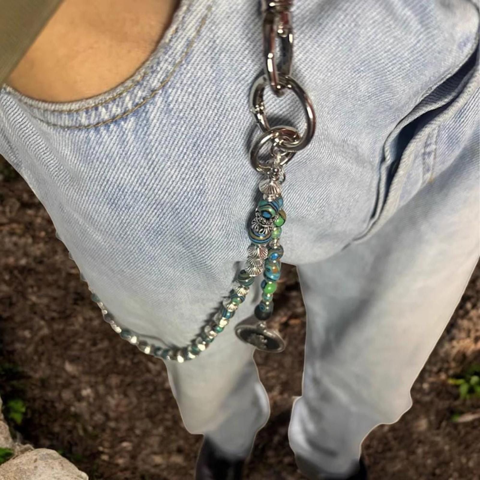 Jewelry Turquoise Black Silver Wallet Chain Size ONE SIZE - 2 Thumbnail