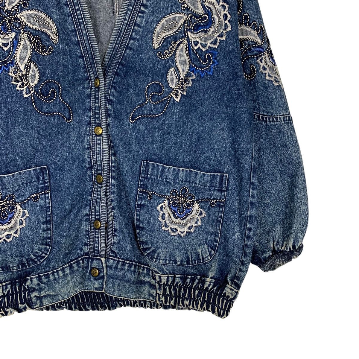 Vintage SILLOAM Denim Cardigan Casual Jacket #1525-C68 Size L / US 10 / IT 46 - 4 Thumbnail