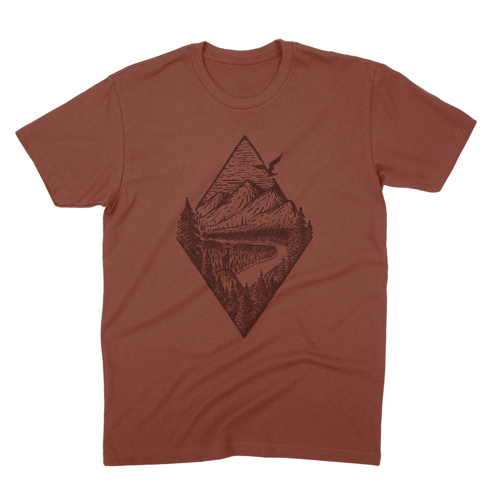 Designer × Vintage Mountain Shirt for Men – River, Mountain Forest Graphic Tee Size US M / EU 48-50 / 2 - 3 Thumbnail
