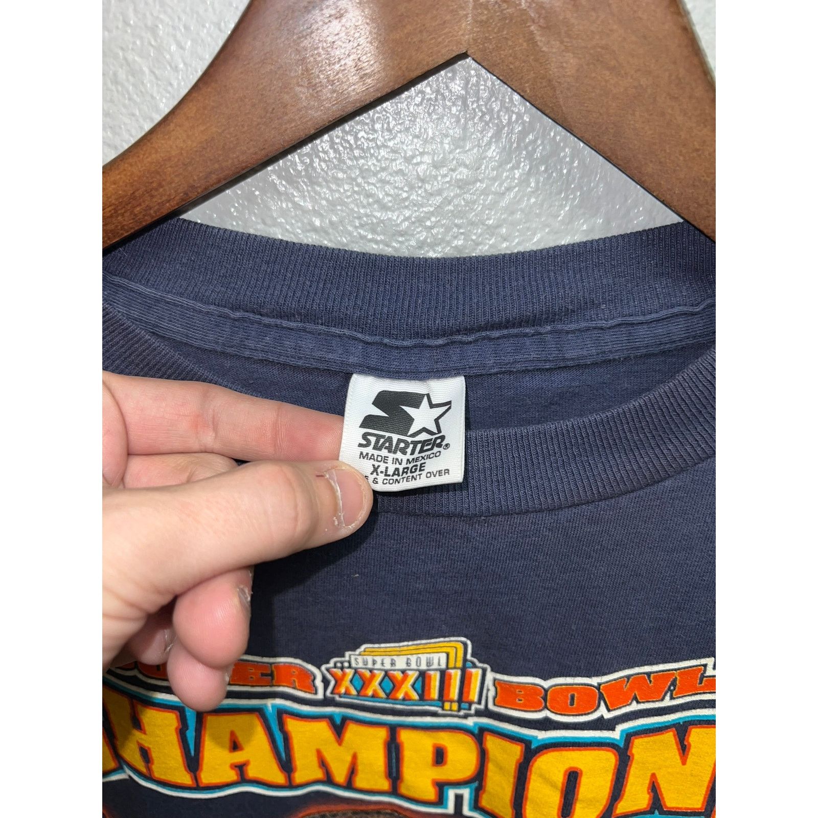 Starter Vintage Super Bowl Denver Broncos Shirt 33 Tee 90s XL Size US XL / EU 56 / 4 - 6 Thumbnail
