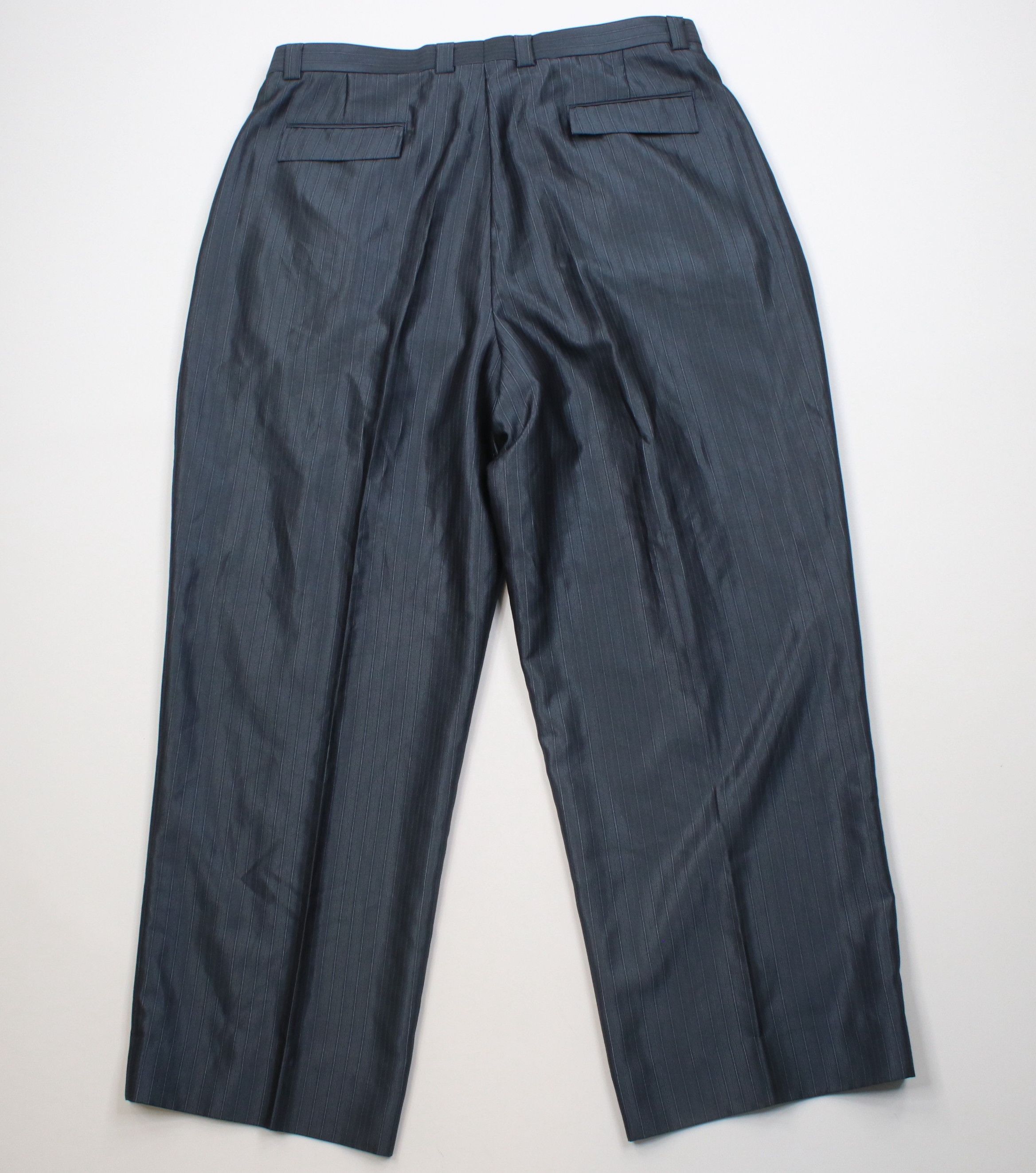 Vintage Vintage 90s Blend Satin Striped Wide Leg Chino Pants Blue Size US 40 / EU 56 - 11 Thumbnail
