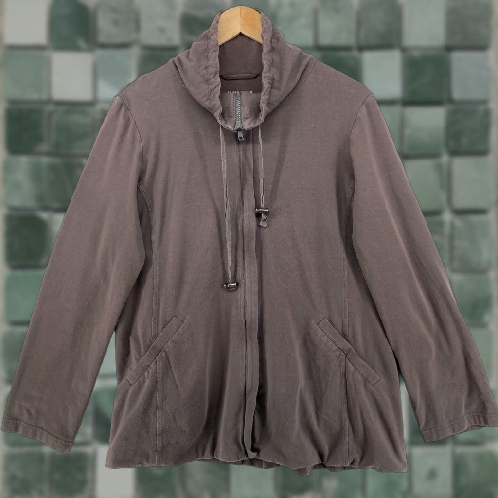 EILEEN FISHER Jacket M Organic Cotton Stretch Jersey Sweatshirt Full Zip Gray Jacket M Gray EILEEN FISHER Sweatshirt Full Zip Jersey Color Gray 90s?