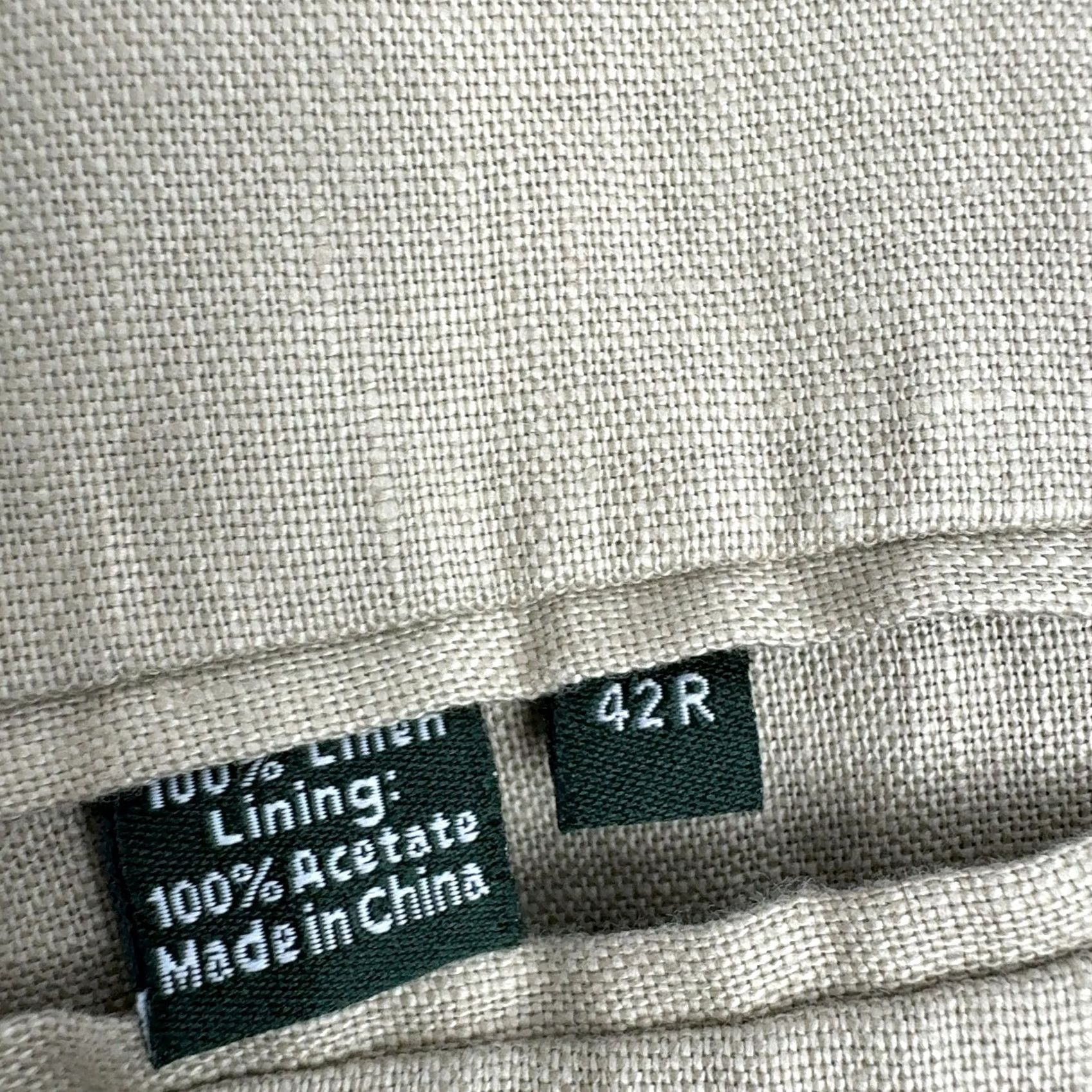 J.Crew J.CREW Blazer Mens 42R Tan Linen 3 Button Single Vent Classic Professional Style Size 42R - 6 Thumbnail