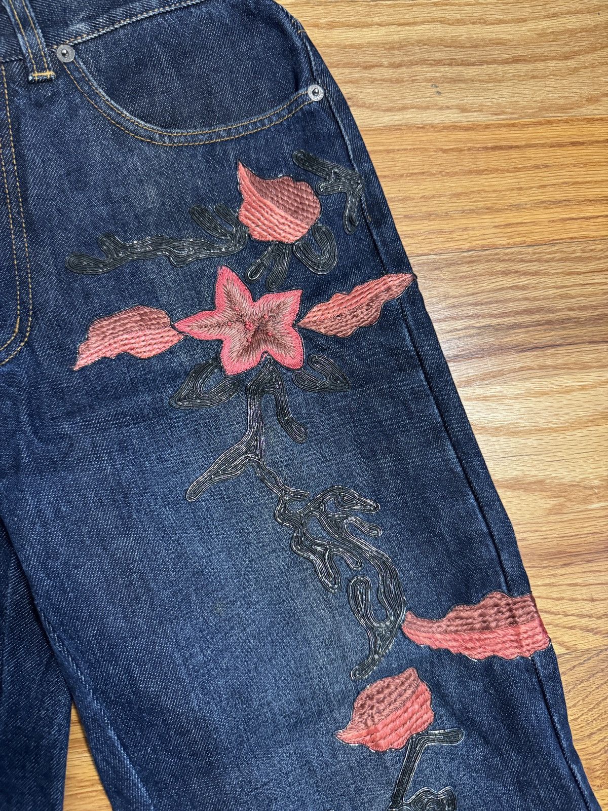 Gucci × Tom Ford Tom Ford Gucci Floral Denim 1999 Size US 28 / EU 44 - 3 Thumbnail