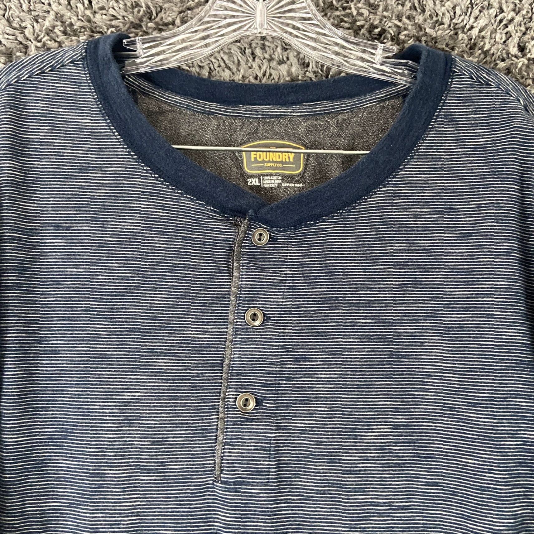 Vintage VINTAGE The Foundry Supply Co Shirt Men 2XL Long Sleeve Blue White Stripe Shirts Mens 2XL Size US XXL / EU 58 / 5 - 4 Thumbnail