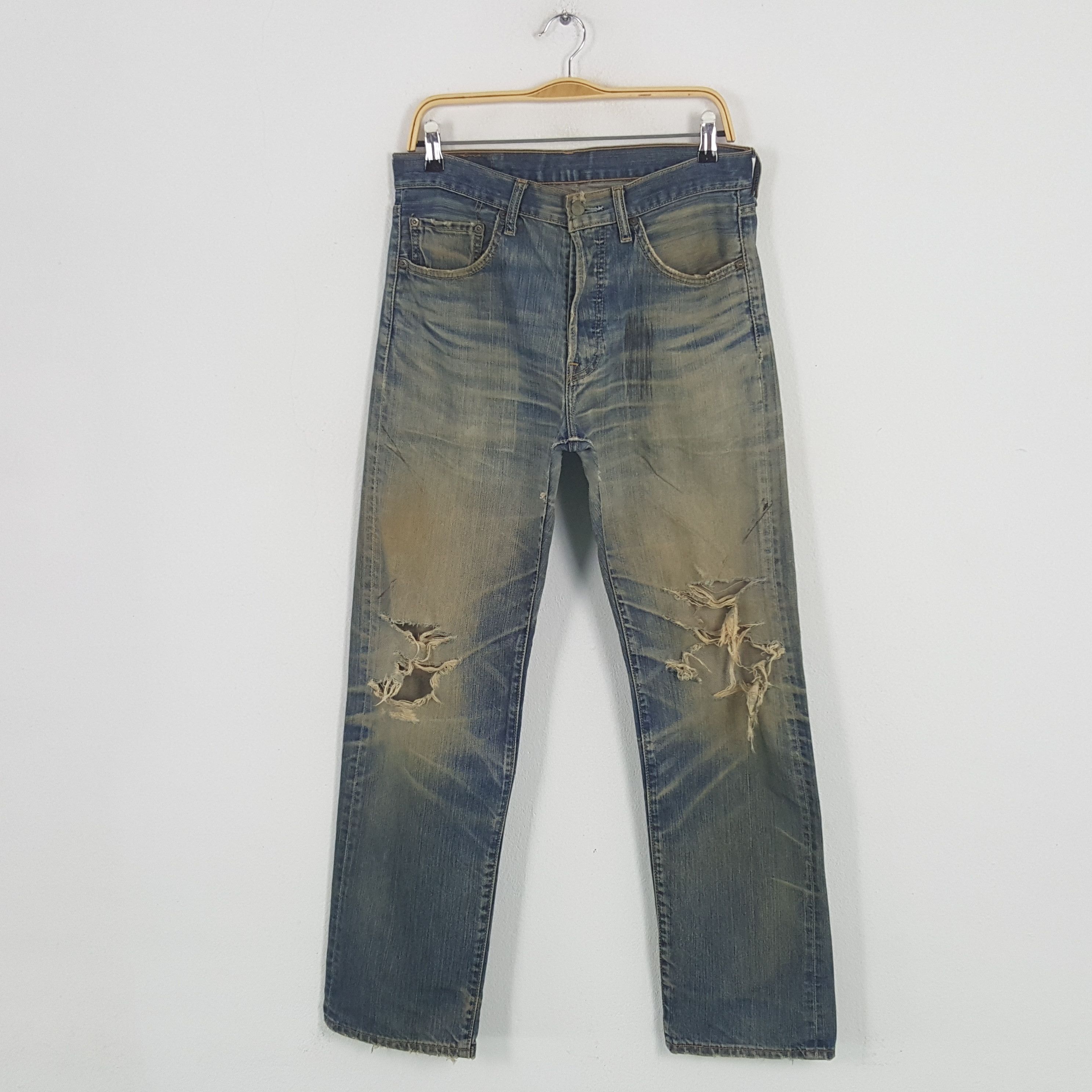 Levi's × Vintage Vintage Levi's 501 American Distressed Grunge Denim Jeans Size US 31 - 1 Thumbnail