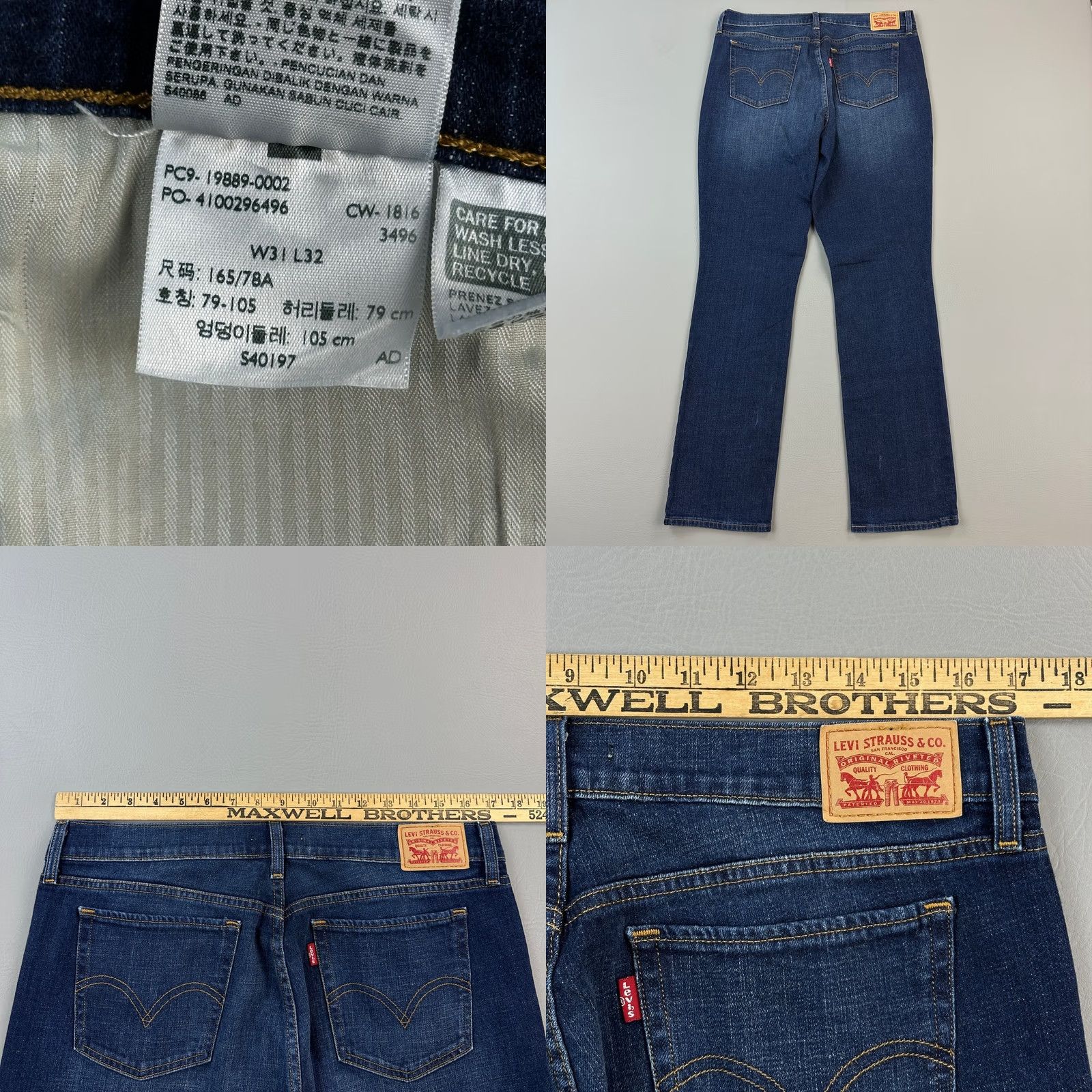 Levi's Levi's 414 Jeans Women’s 31 34x32 Dark Wash Denim Relaxed Straight Stretch Jeans Size 24" / US 00 / IT 34 - 8 Thumbnail
