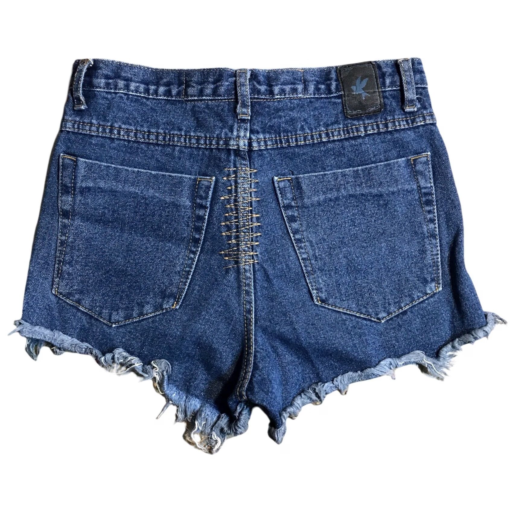 Vintage ONE x OneTeaspoon Jeans Shorts High Waisted Cut Off Raw Hem Womens 25 Blue Denim 5-Pocket Distressed Frayed Hem Casual Vintage? No Size 42" / US 20 - 2 Thumbnail