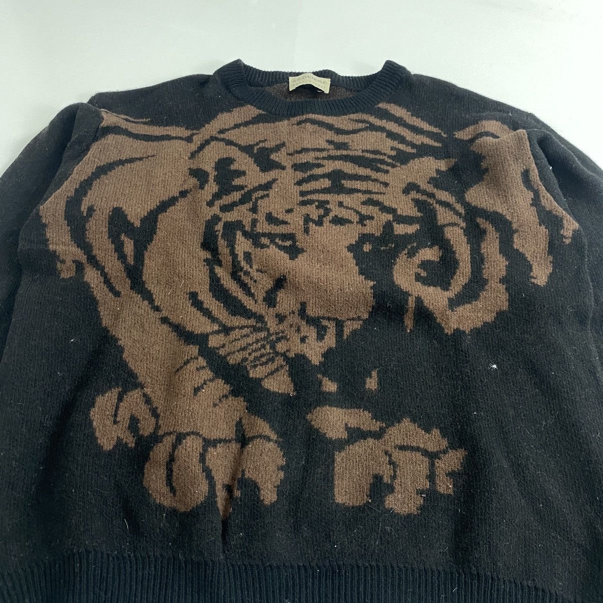 Kenzo × Krizia Uomo × Vintage Krizia Uomo Brown Tiger Designer Sweatshirt Size US M / EU 48-50 / 2 - 2 Thumbnail
