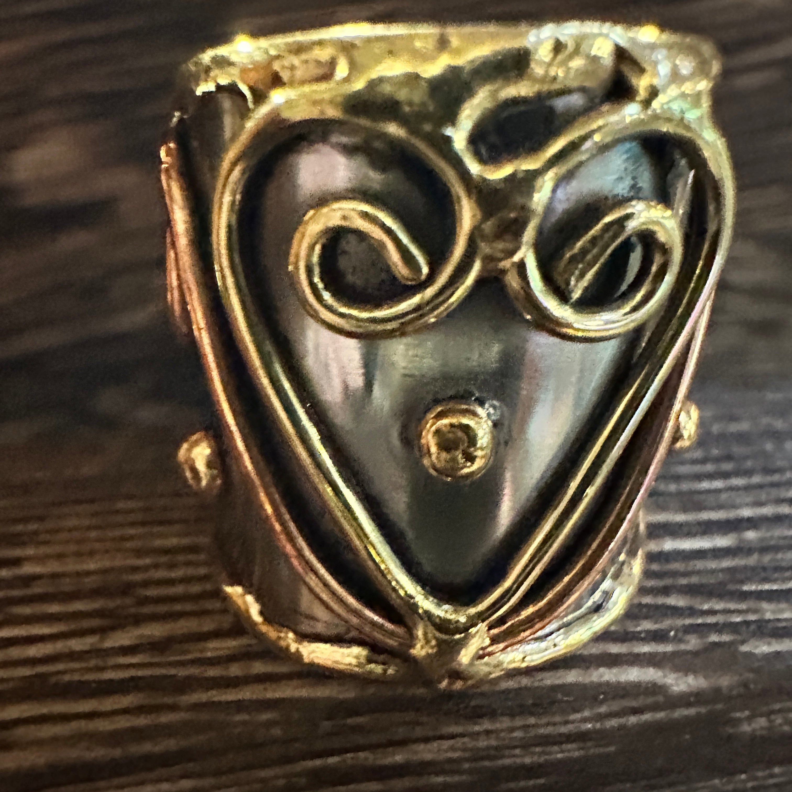 Other Artisan Crafted Silver & Copper Heart Wide Cuff Ring in Gift Size ONE SIZE - 1 Thumbnail