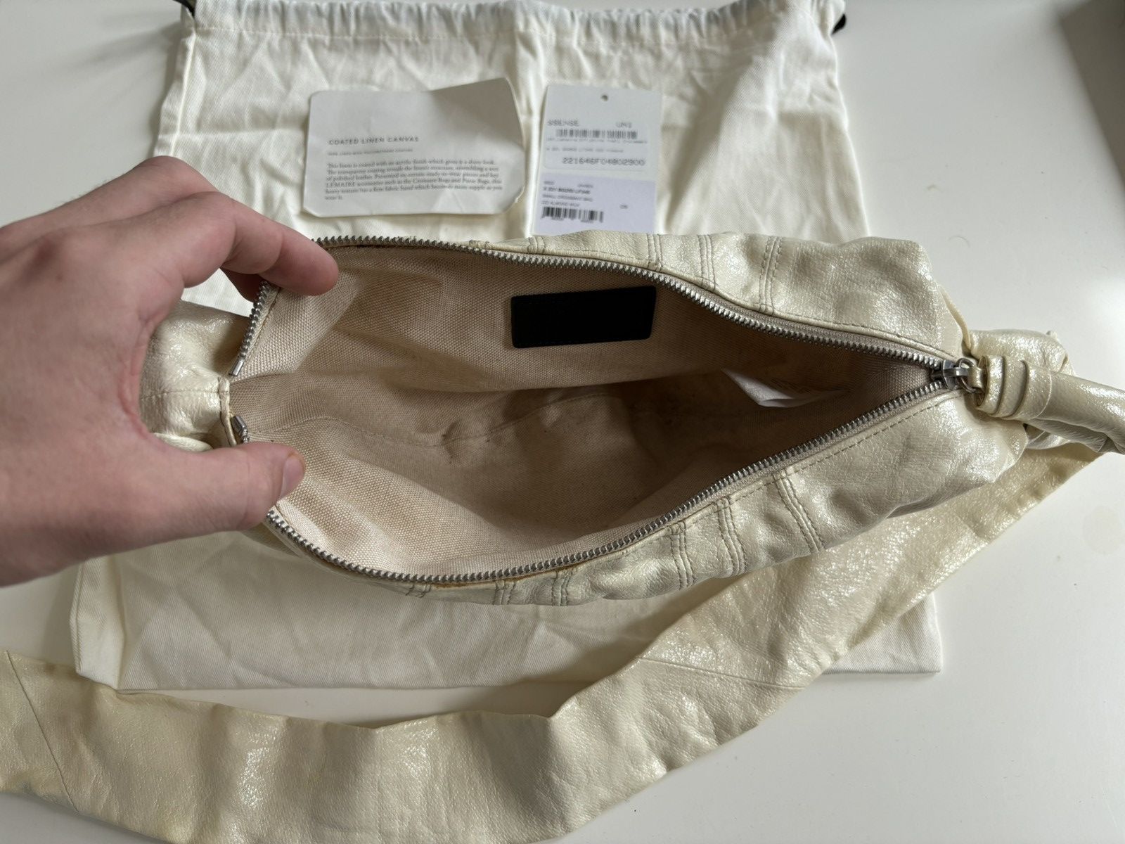 Lemaire Lemaire Small Coated Linen Canvas Croissant in “Almond Milk” Size ONE SIZE - 5 Thumbnail