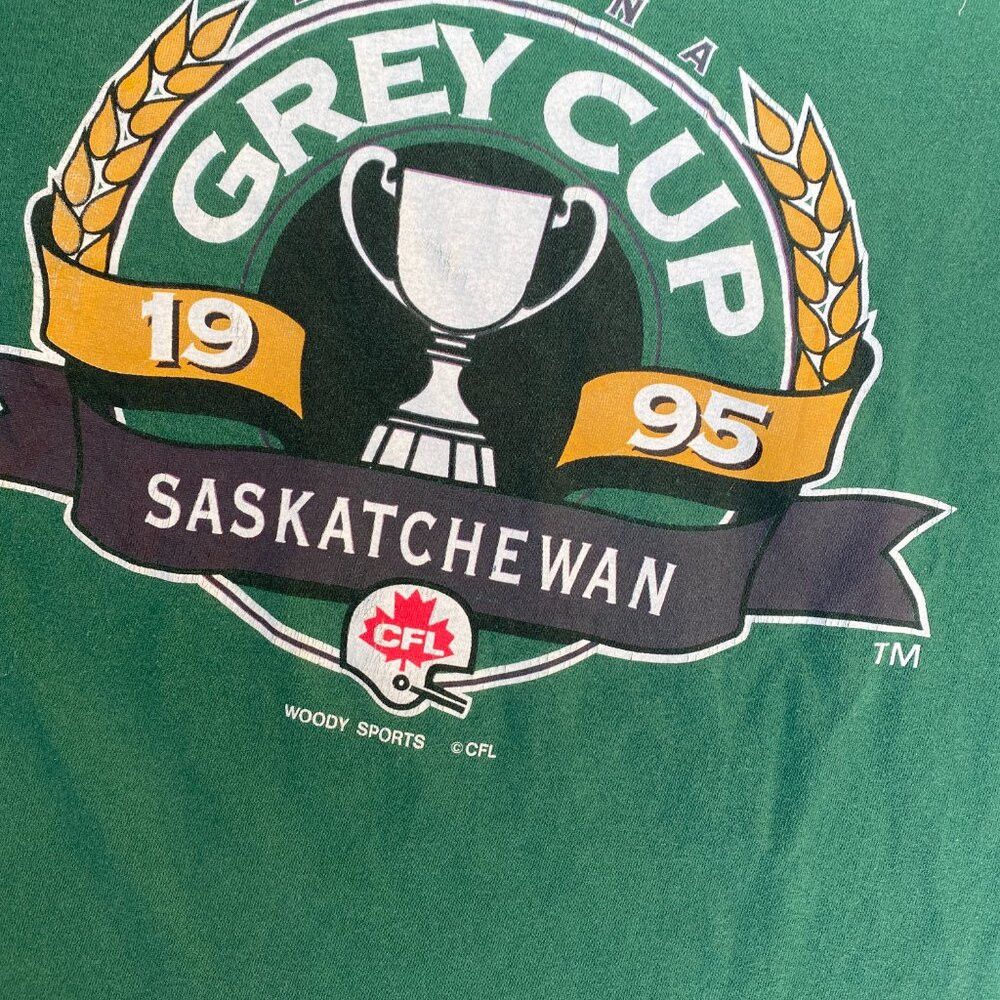Vintage Vintage 1995 Woody Sports CFL Saskatchewan Grey Cup T Shirt Size US L / EU 52-54 / 3 - 5 Thumbnail