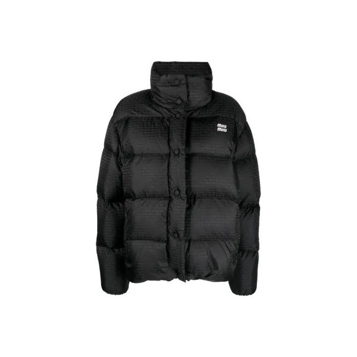 Miu Miu Miu Miu Black Logo Printed Long Sleeve Jacket 0079 Size L / US 10 / IT 46 - 1 Thumbnail