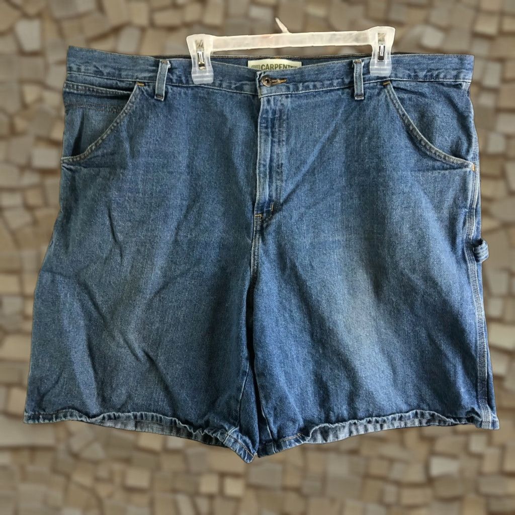 Faded Glory Faded Glory Mens Size 46 Blue Jean Carpenter Shorts Mid Rise Medium Wash Bermuda Shorts Casual Denim Cotton Beach Outdoor Pockets Regular Size US 30 / EU 46 - 1 Thumbnail