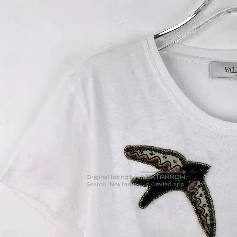 Valentino Valentino White Cotton Women's T-Shirt with Embroidery . Size S / US 4 / IT 40 - 3 Thumbnail