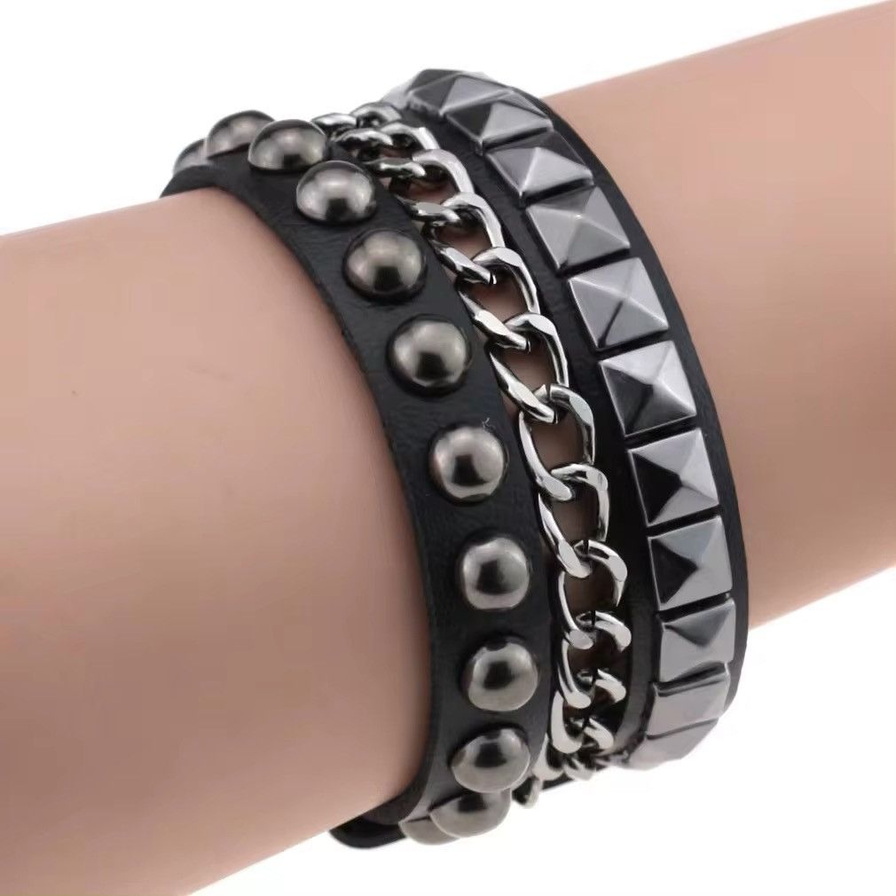 Japanese Brand × Vintage Punk stuff Leather Studded Bracelet Size ONE SIZE - 2 Thumbnail
