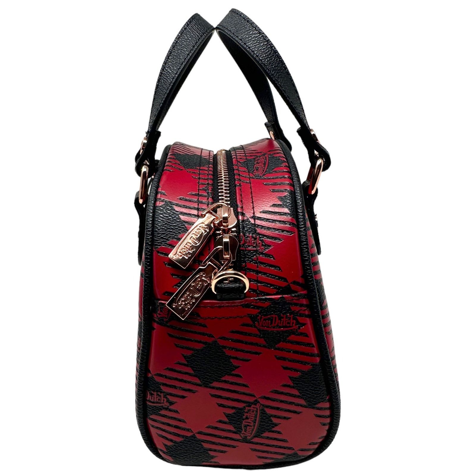 Von Dutch Red & Black Plaid Small Bowling Crossbody Hand Bag