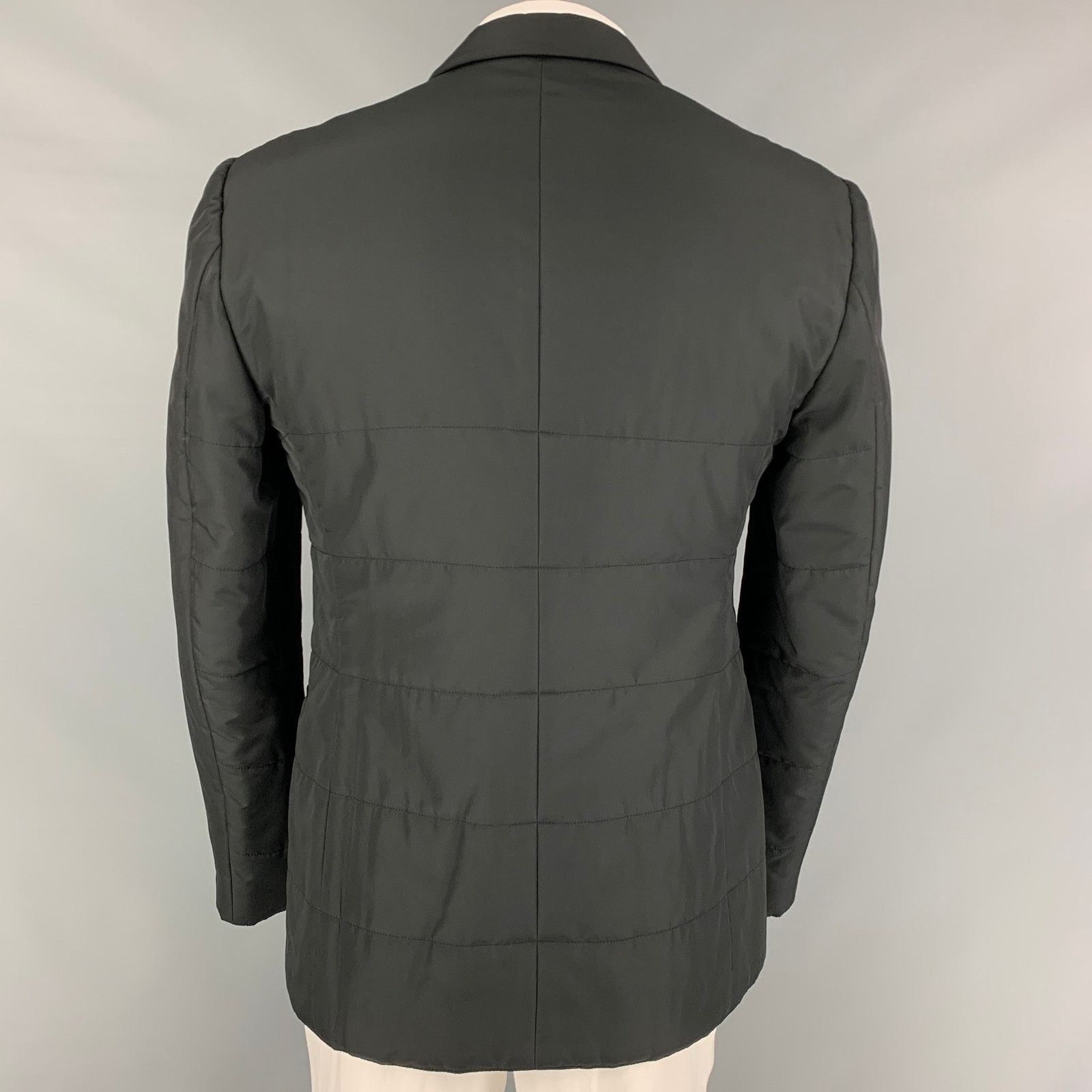 Calvin Klein Size 44 Black Quilted Polyester Sport Coat Size 44R - 4 Thumbnail