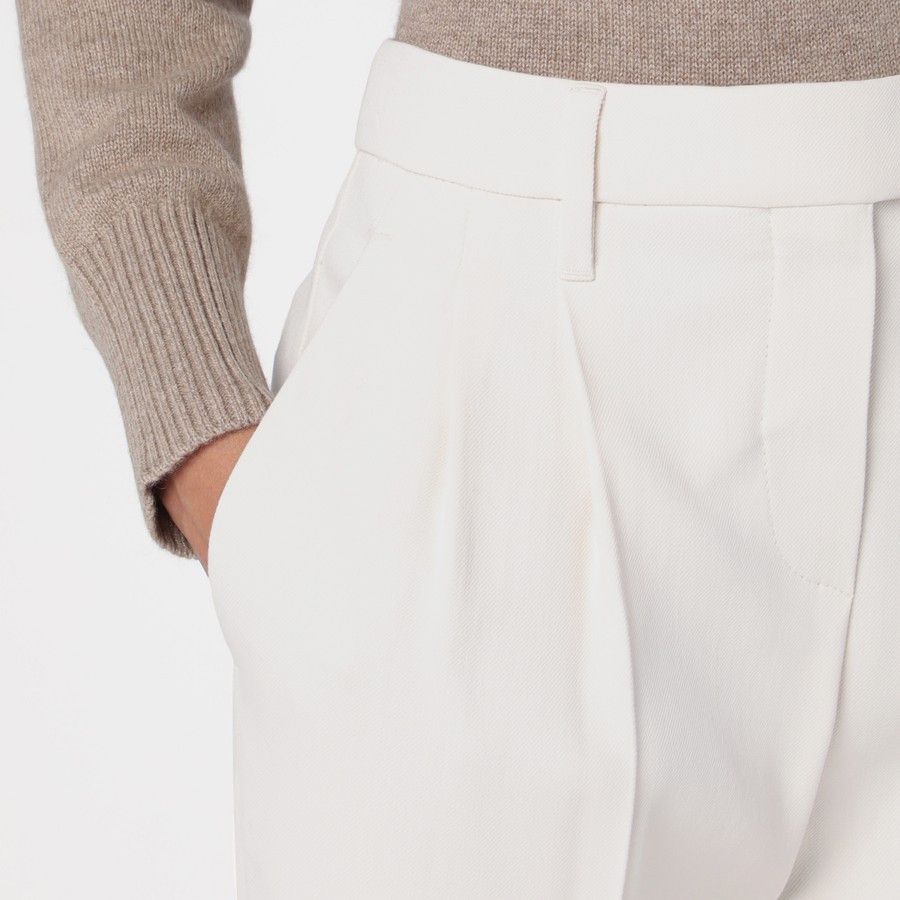 Brunello Cucinelli o1d2blof0824 Viscose Trousers in White Size 30" / US 8 / IT 44 - 4 Thumbnail