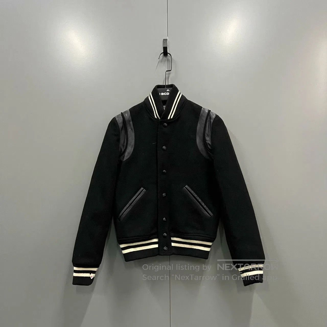 Saint Laurent Paris Saint Laurent Black Leather Patch Baseball Jacket. Size US M / EU 48-50 / 2 - 1 Thumbnail