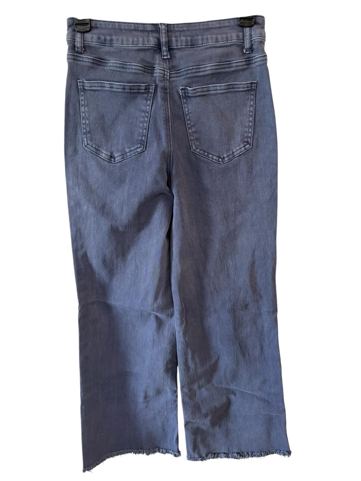 Other Dark Blue Wide Leg Cropped Jeans with Raw Hem Size 28" / US 6 / IT 42 - 2 Thumbnail