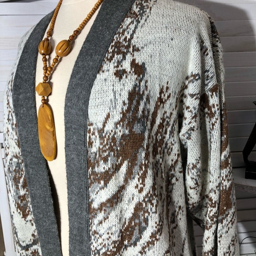 Vintage Vintage 90s full length cardigan Southwestern gray brown XL Size XL / US 12-14 / IT 48-50 - 12 Thumbnail