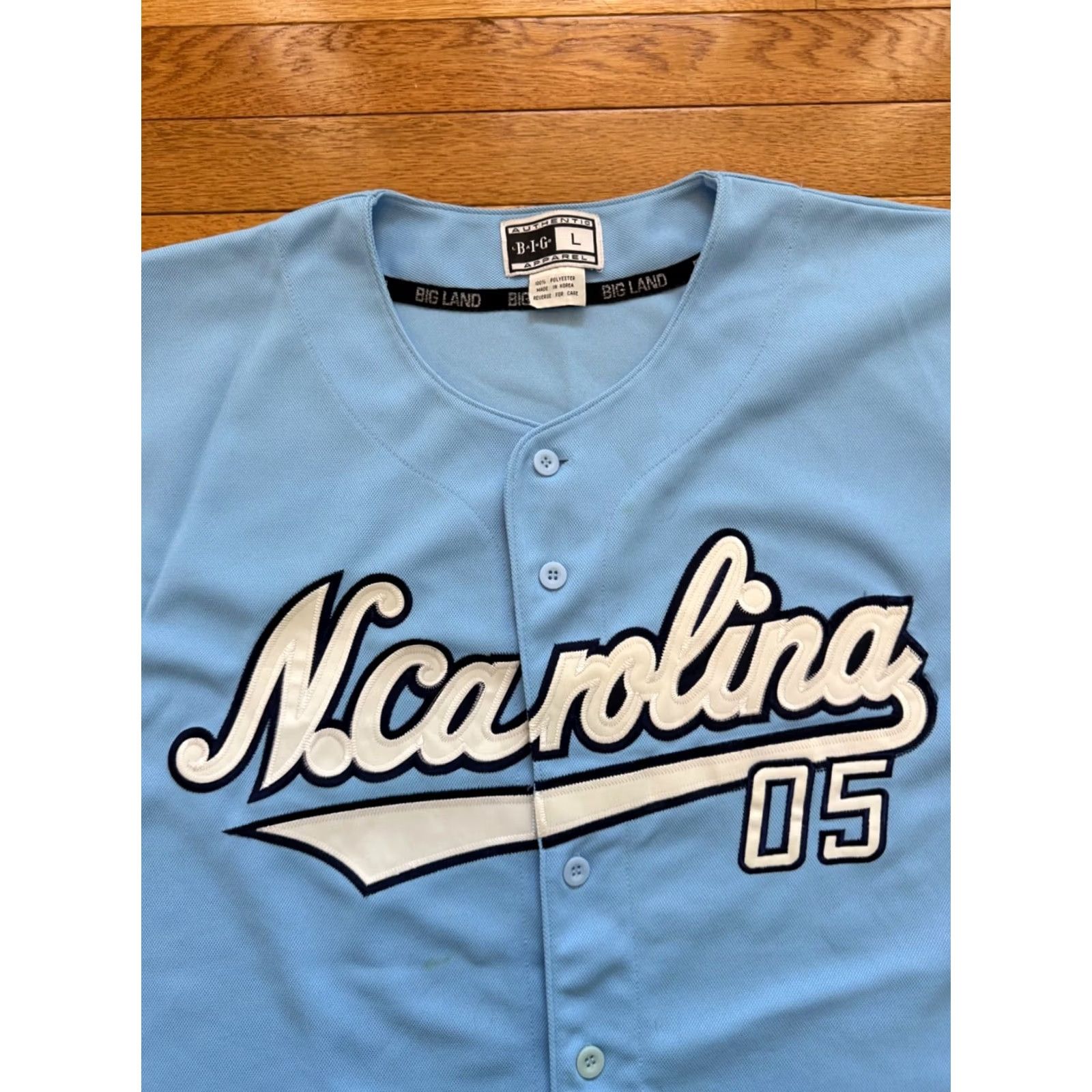 Vintage Big land North Carolina Jersey Top Shirt L Mens Blue Baseball EUC NJersey Size US L / EU 52-54 / 3 - 3 Thumbnail