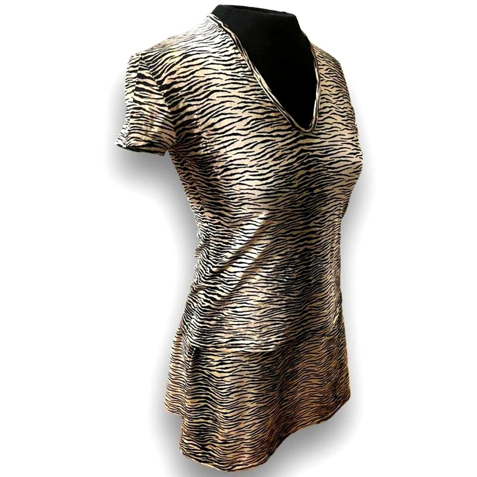 Vintage Vtg. '90s Morgan de Toi Zebra Print Mini Set Size 24" / US 00 / IT 34 - 1 Thumbnail