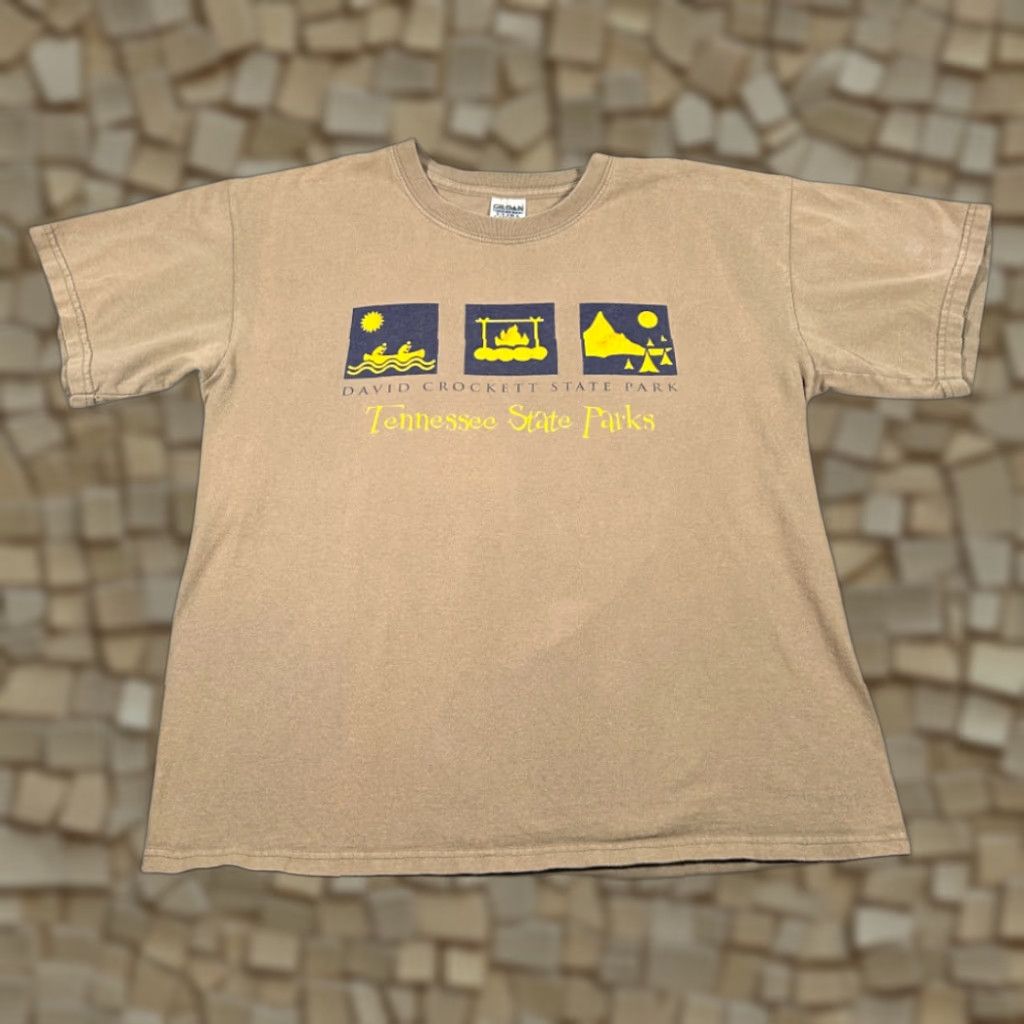 Gildan VINTAGE State Park Shirt Adult LARGE Brown David Crockett Tennessee Outdoor Y2K Size US L / EU 52-54 / 3 - 1 Thumbnail