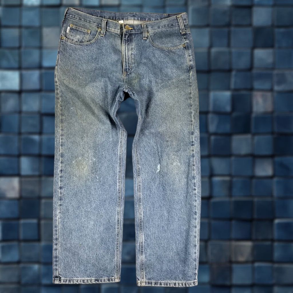 Carhartt Carhartt Jeans Mens 38x30 Vintage Denim Workwear B171 DST Blue 7-Pocket Relaxed Straight Cotton Blend Jeans Mens Size US 38 / EU 54 - 1 Thumbnail