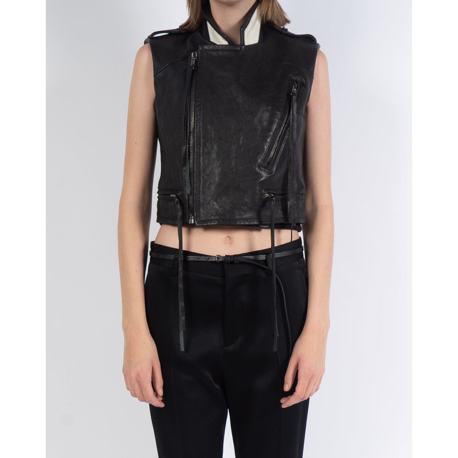 Haider Ackermann SS16 Handpainted Waistcoat in Black Leather Size S / US 4 / IT 40 - 3 Thumbnail
