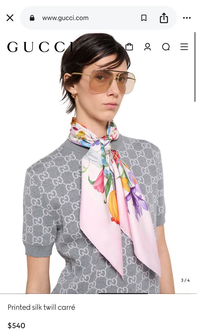 Gucci Authentic Gucci FloraPrinted Silk Twill Carré Scarf Size ONE SIZE - 10 Thumbnail