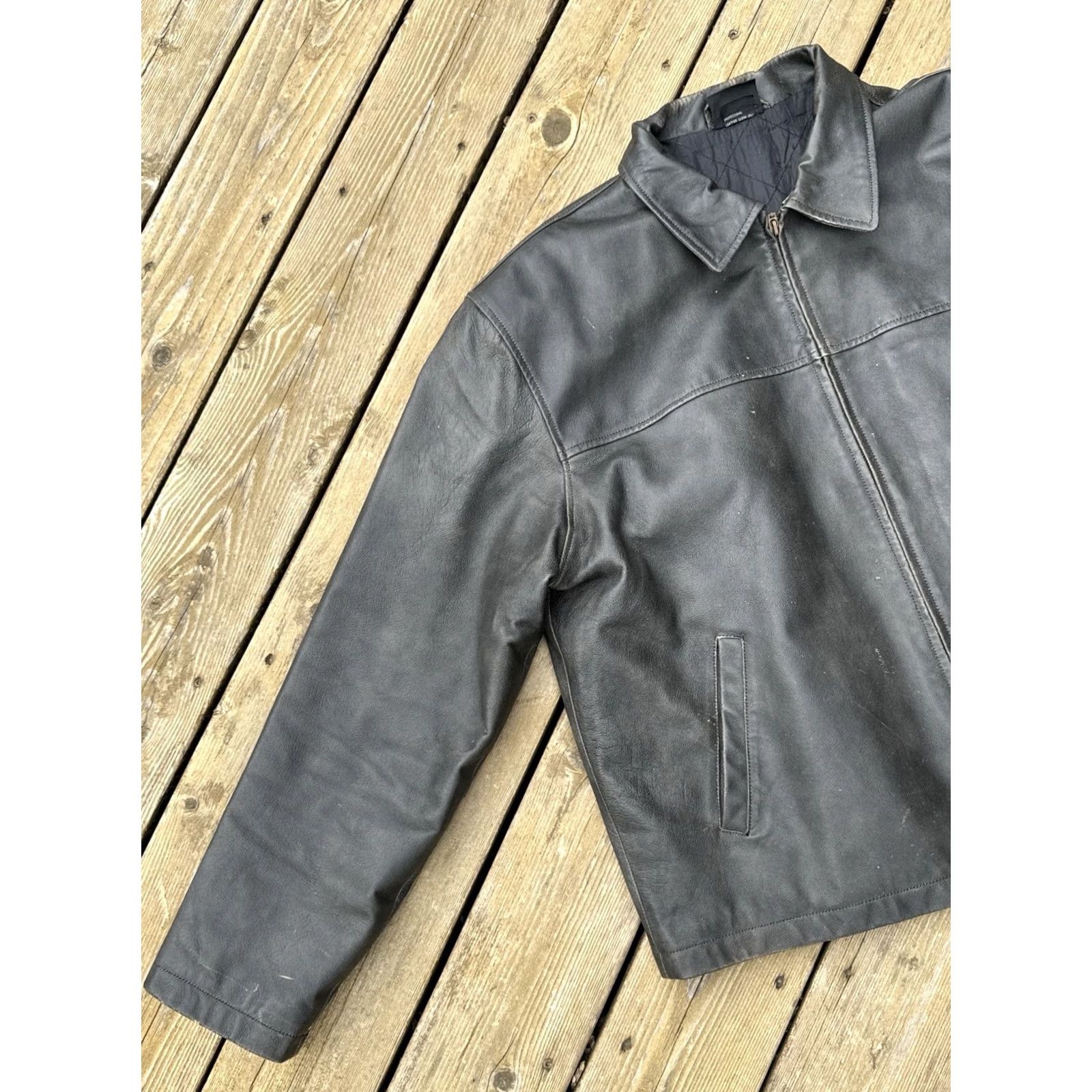 Vintage MAC Tools Leather Jacket Black Zip Coat Quilted Lined Workwear Men’s XL Bomber Jacket Size US XL / EU 56 / 4 - 3 Thumbnail