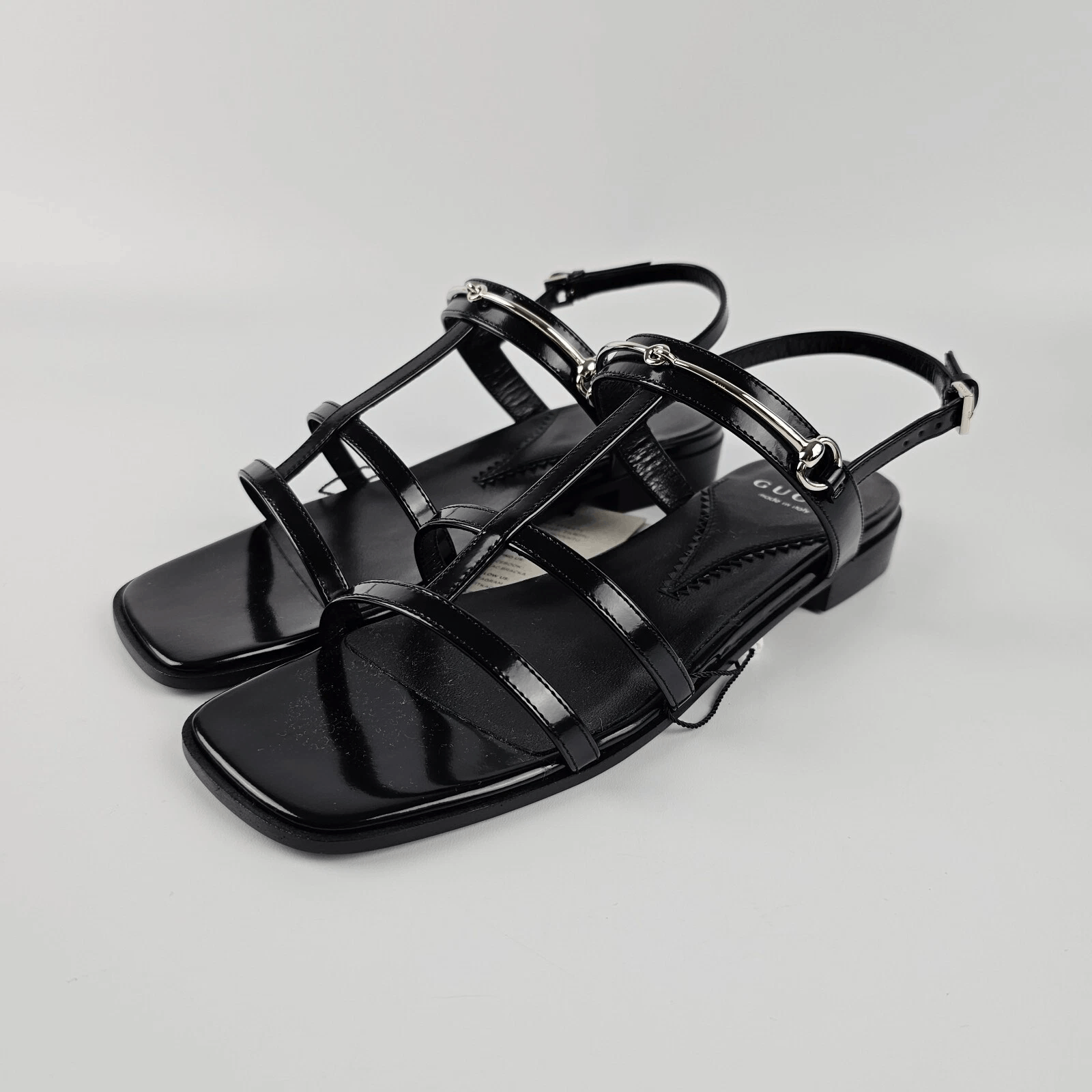 Gucci GUCCI Horsebit Black Leather Flat Sandals New Size US 5 / IT 35 - 1 Thumbnail