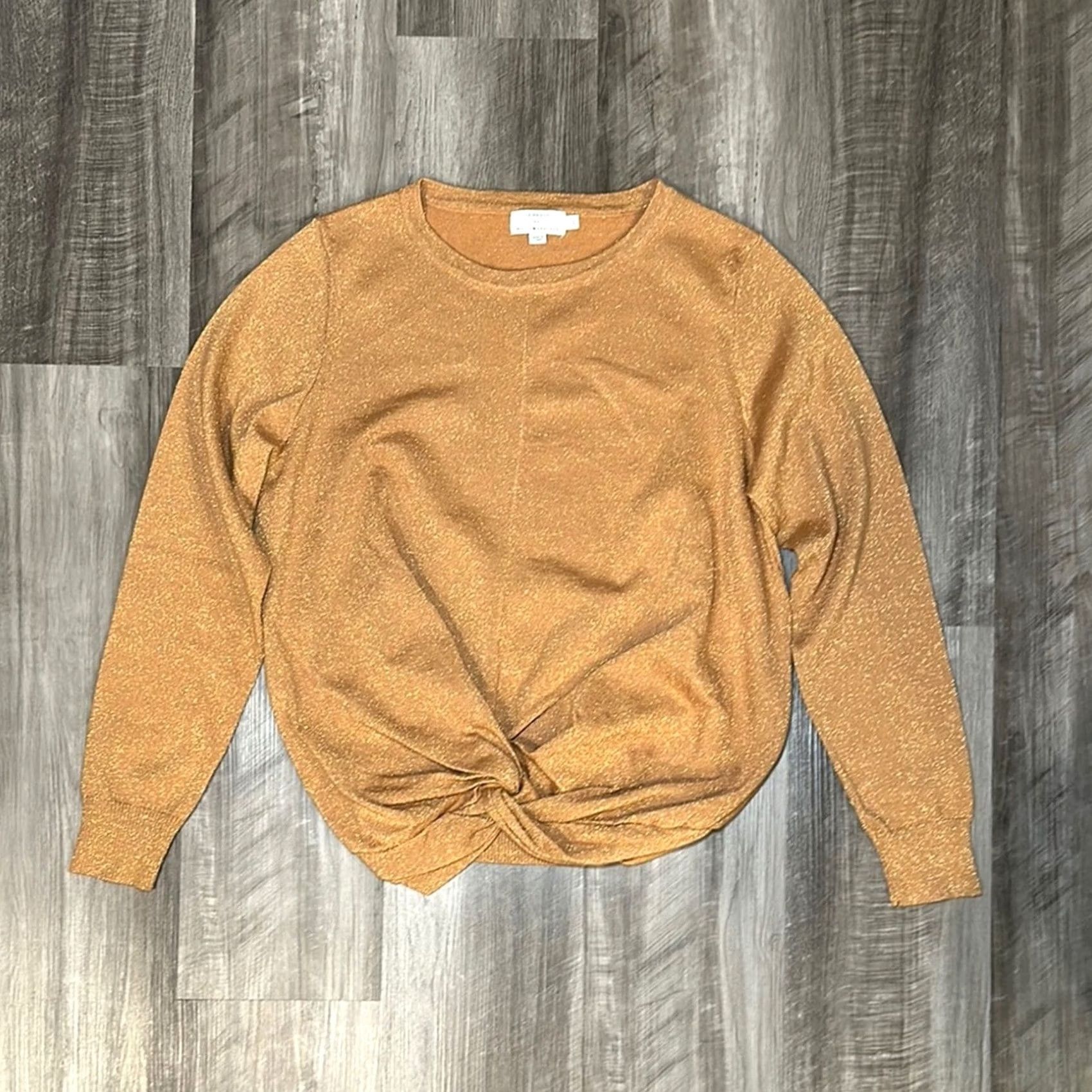 Vintage Molly Bracken La Maison Twist Hem Sweater Top Blouse Gold L Womens Size L / US 10 / IT 46 - 2 Thumbnail