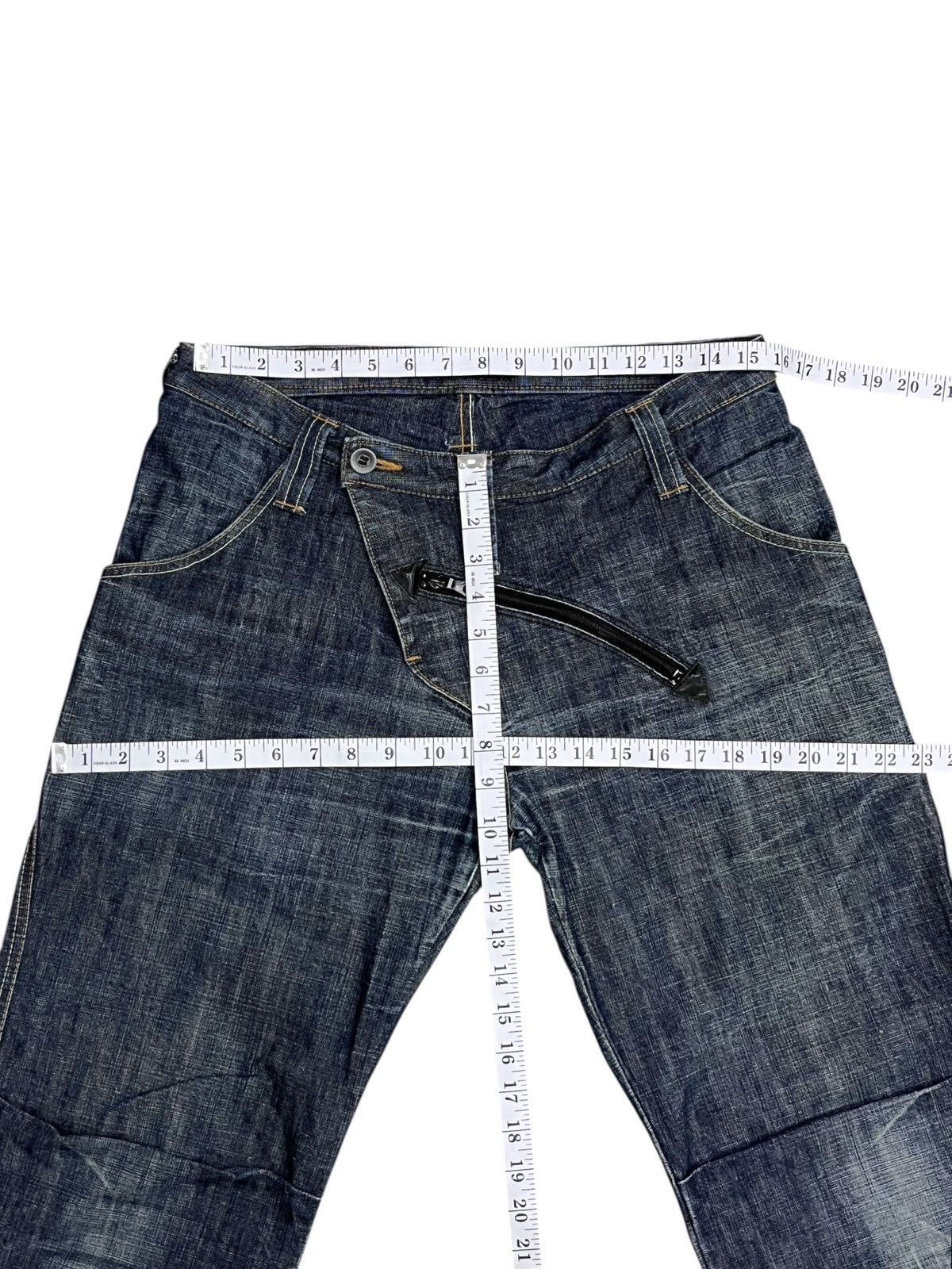 CCP (Crazy Character Print) 🔥 Rare Vintage CCP Japan Denim Slanted Zipper Wide Leg 31” Size US 31 - 9 Thumbnail