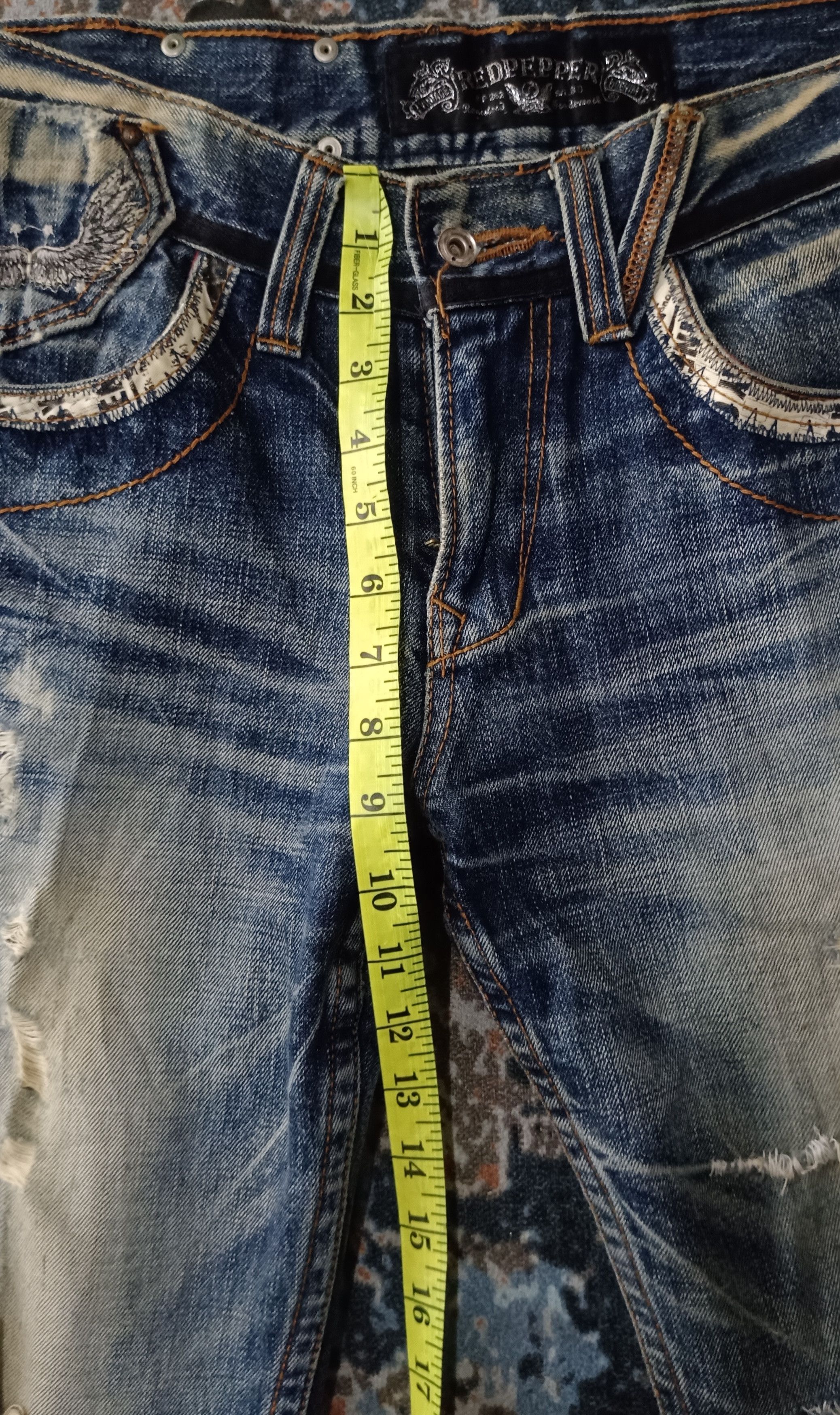 Japanese Brand 🔥Vintage Red Pepper embroidered VINTAGE 71 Distressed jeans Size US 31 - 19 Thumbnail