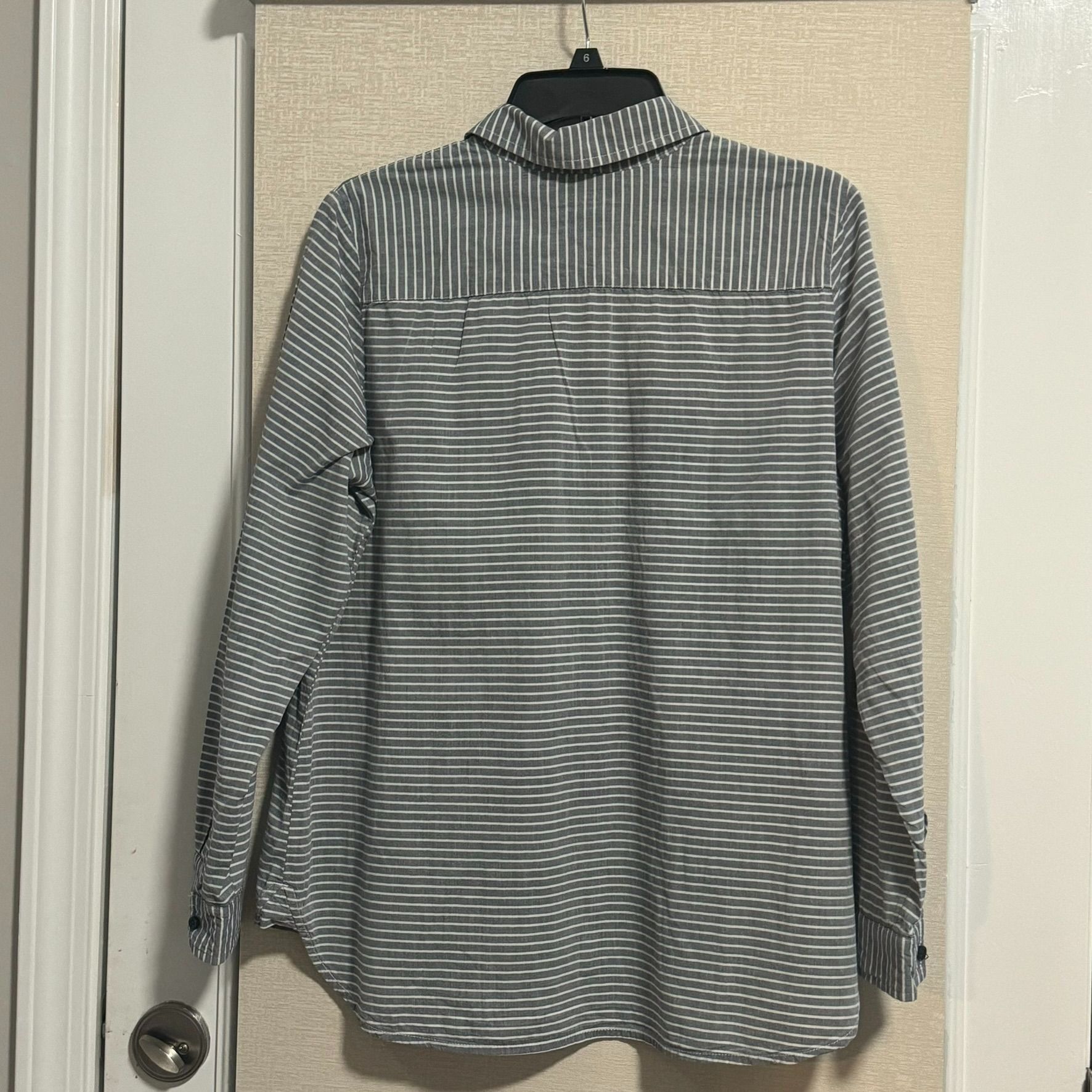 Tommy Hilfiger Tommy Hilfiger Gray Striped 3/4 Popover Women's Blouse Large Size L / US 10 / IT 46 - 6 Thumbnail