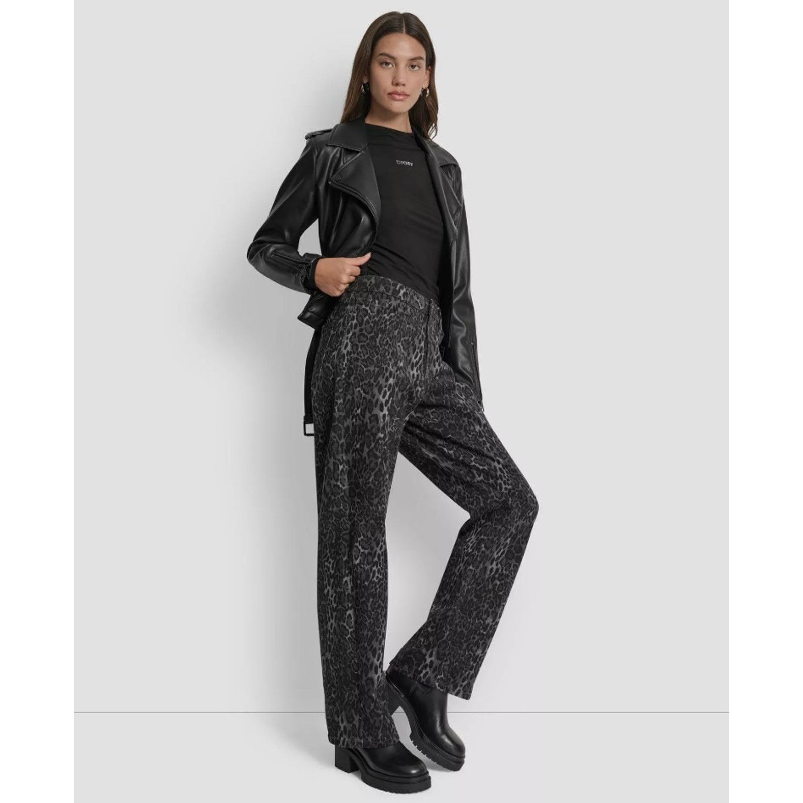 DKNY DKNY Women Black Leopard Print Relaxed Jeans Size 32 Size 32" / US 10 / IT 46 - 4 Thumbnail