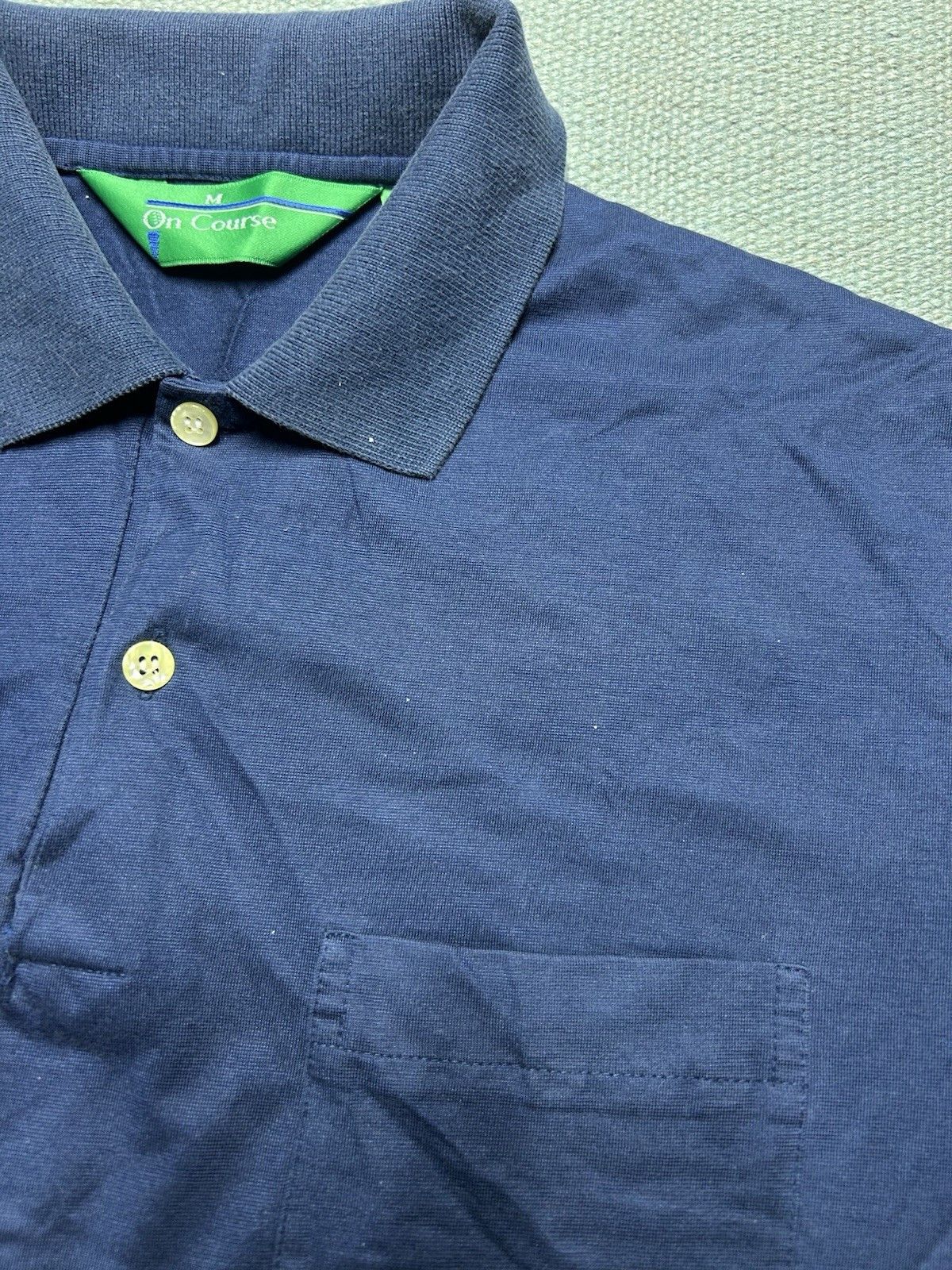 Vintage Vtg 80s polo shirt navy blue blank soft poly cotton medium Size US M / EU 48-50 / 2 - 4 Thumbnail