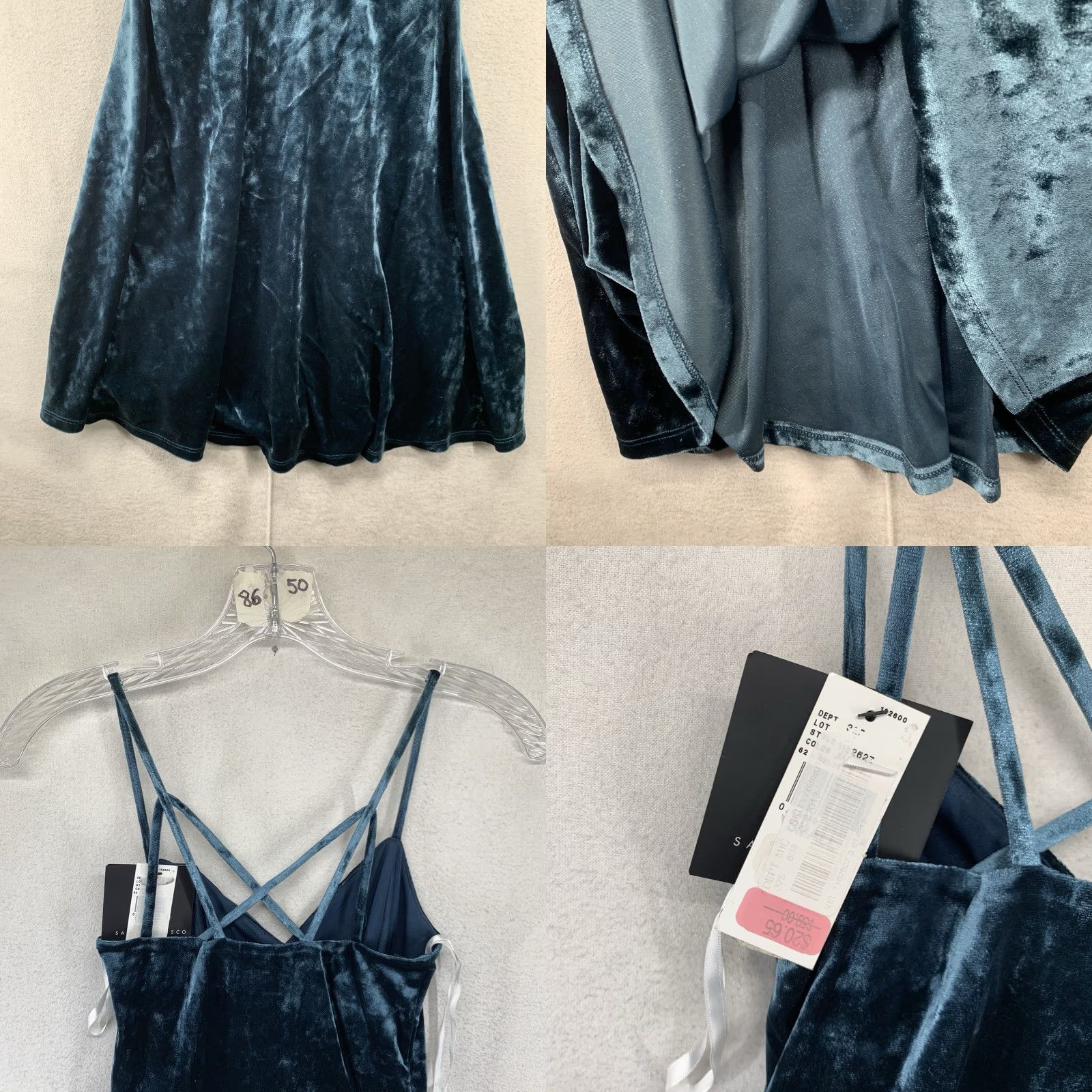 Vintage VINTAGE I.N. San Francisco Women Slip Dress 90's Velvet Dark Teal Y2K Small Stretch Size S / US 4 / IT 40 - 8 Thumbnail