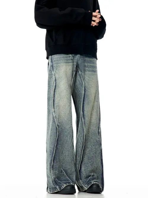 Jean Miyauchi x Miki Baggy Embroidered Wide Leg Denim Jeans Size US 30 / EU 46 - 4 Thumbnail