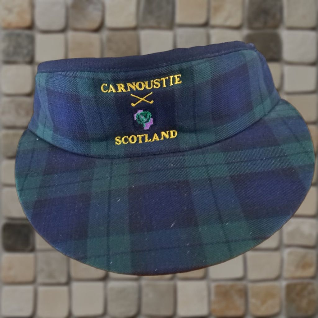 Vintage VINTAGE Carnoustie Scotland Green Plaid Embroidered Golf Adjustable Visor Hat Unbranded Unisex Adults Adjustable Green Plaid Golf Visor Hat Size ONE SIZE - 1 Thumbnail