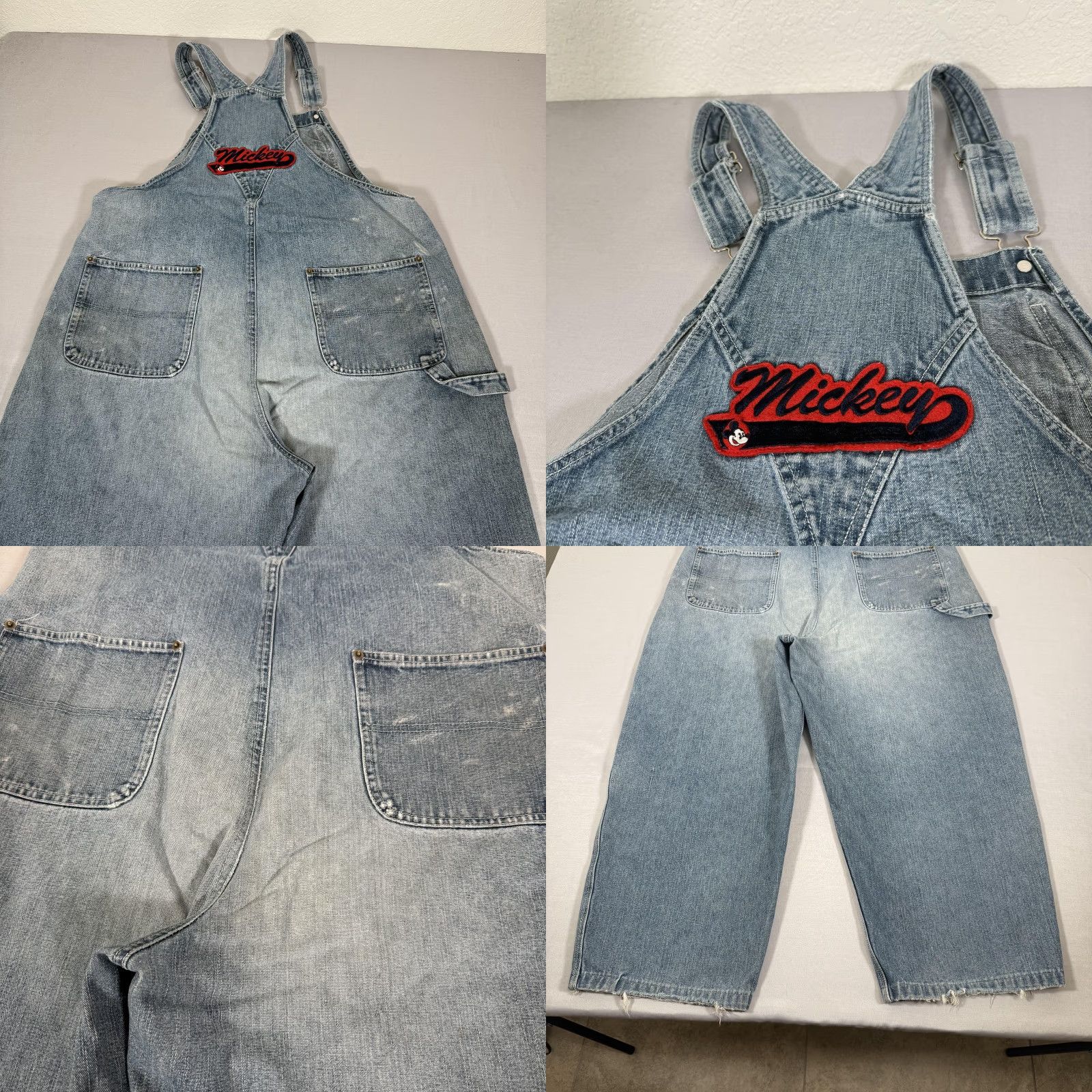 Disney VINTAGE Disney Overalls Womens 1X Blue Denim Jean Mickey Mouse Pants Bibs 90s Size 40" / US 18 - 11 Thumbnail