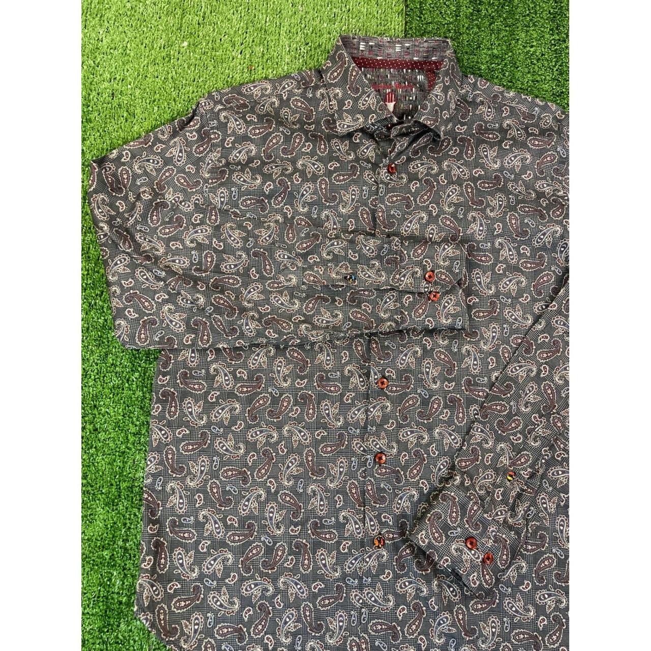 Luchiano Visconti Visconti Black Mens LG Paisley Plaid Button Down Shirt Grey Size US L / EU 52-54 / 3 - 1 Thumbnail