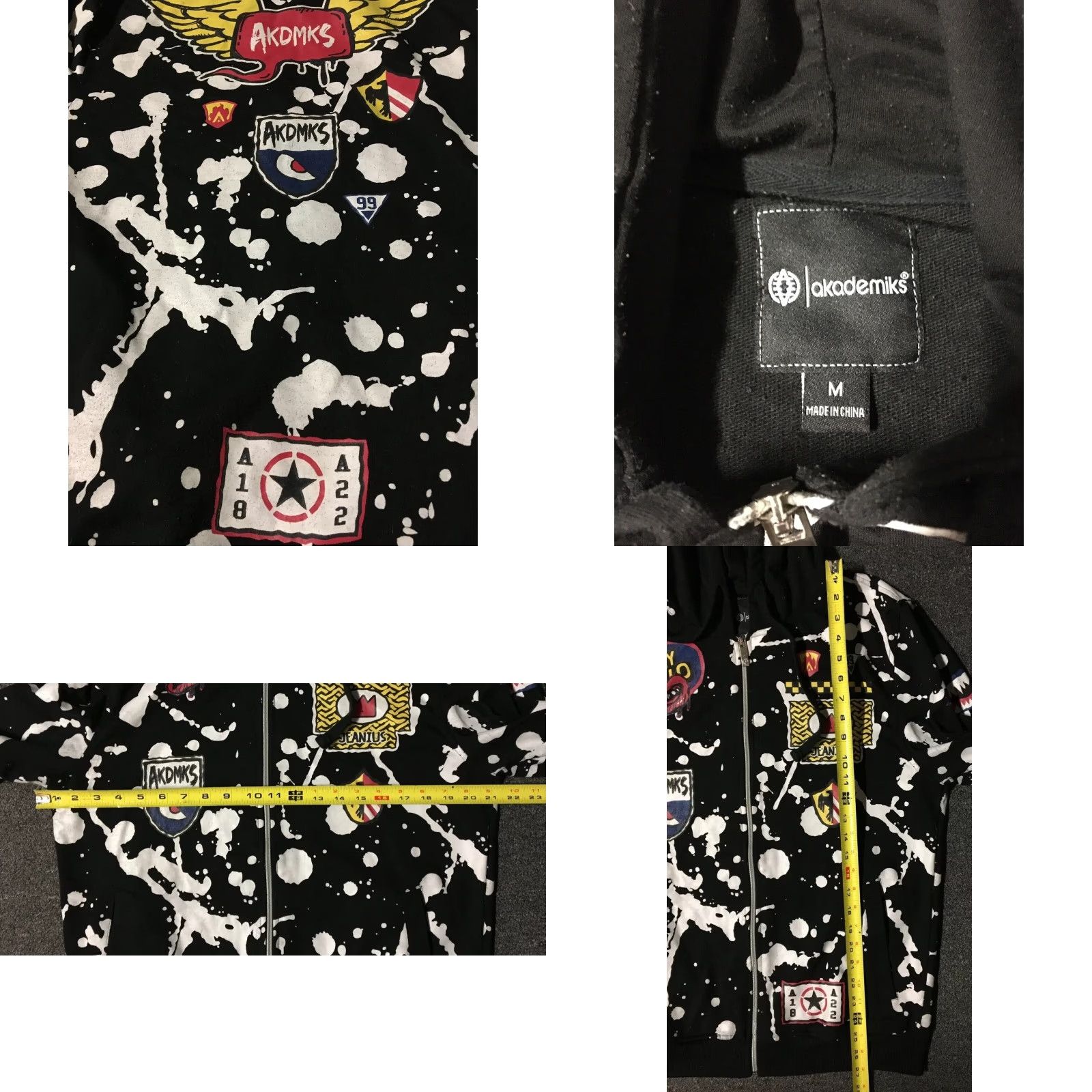 Akademiks VINTAGE Akademiks Hoodie Main Logo Jeanius Air Force All Over Print Black M 90s NYC Mens Hoodie Size US M / EU 48-50 / 2 - 8 Thumbnail