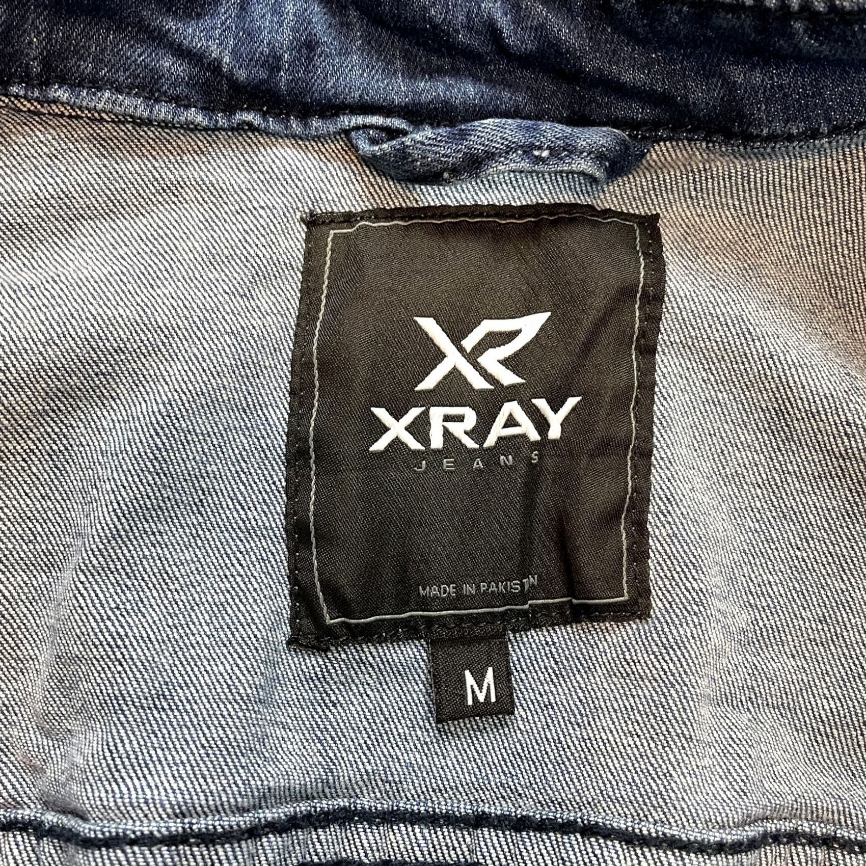 Vintage XRAY Jacket Mens M Blue Denim Distressed Patch Button Up Short Sleeve? (adjust to avoid extra words) Size US 31 - 4 Thumbnail