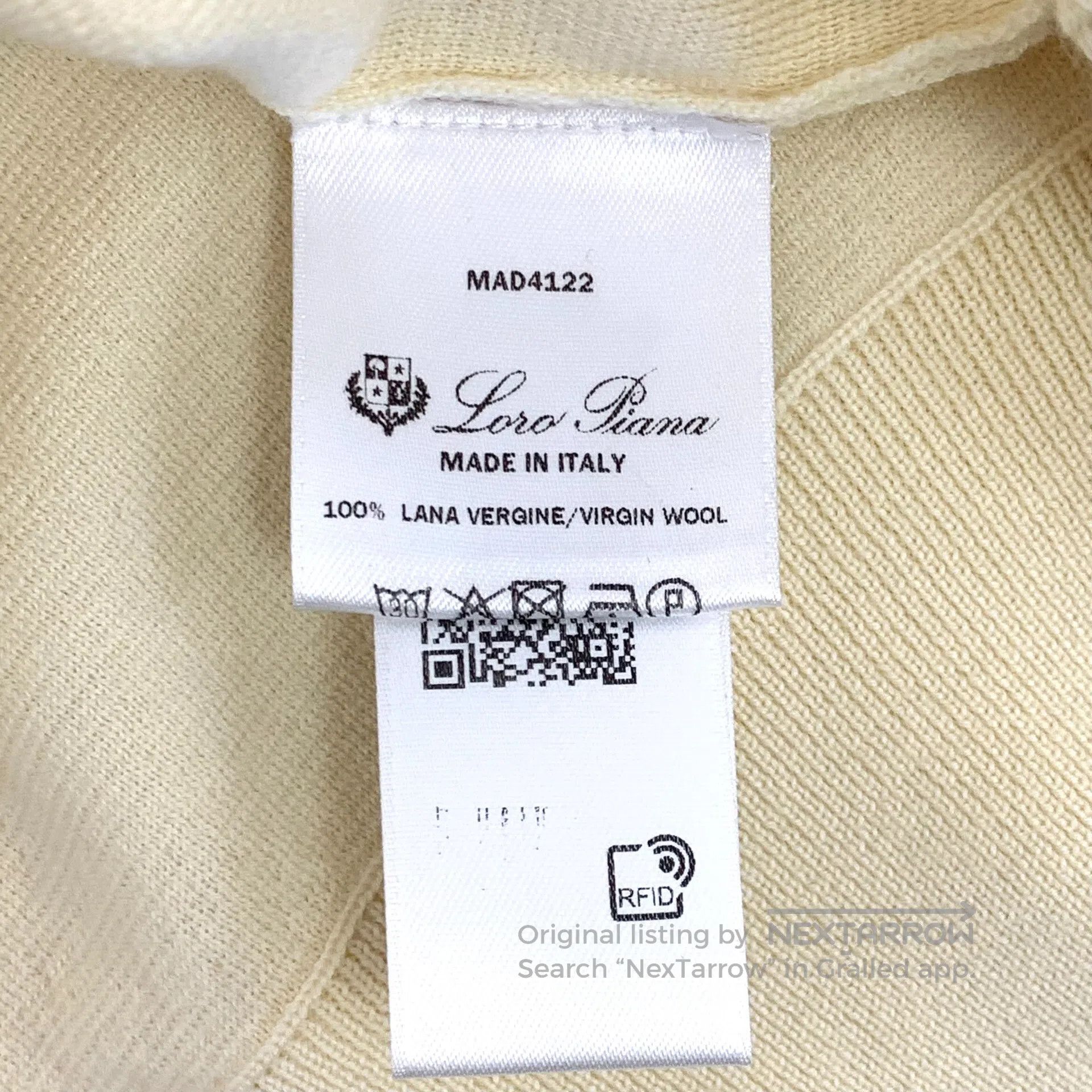 Loro Piana Loro Piana Beige Wool Lapel Long Sleeve Knit Sweater| Size US M / EU 48-50 / 2 - 6 Thumbnail